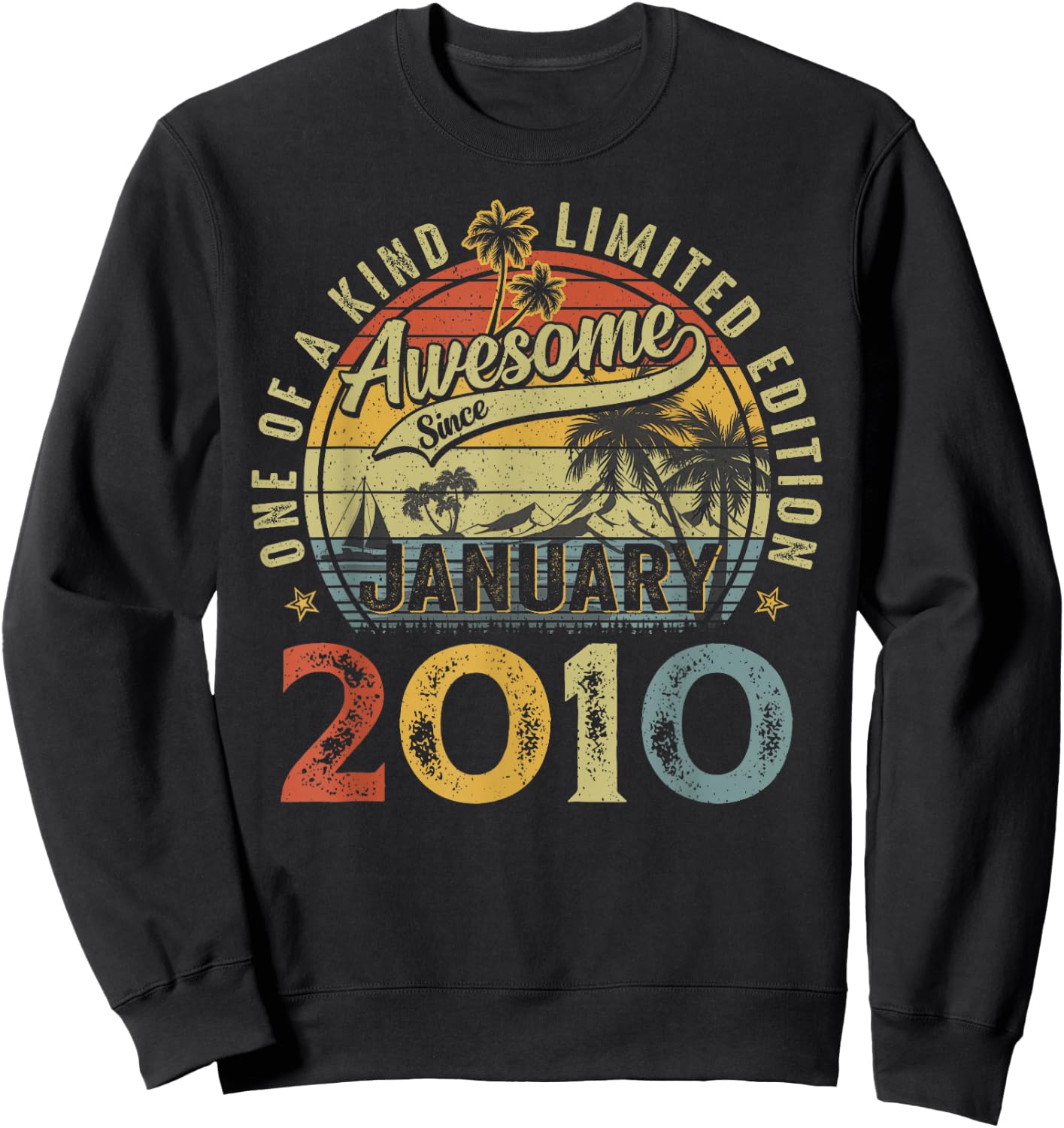 Awesome Since January 2010 Vintage Retro 16th Birthday Boys Sweatshirt - Sweatshirt | Black