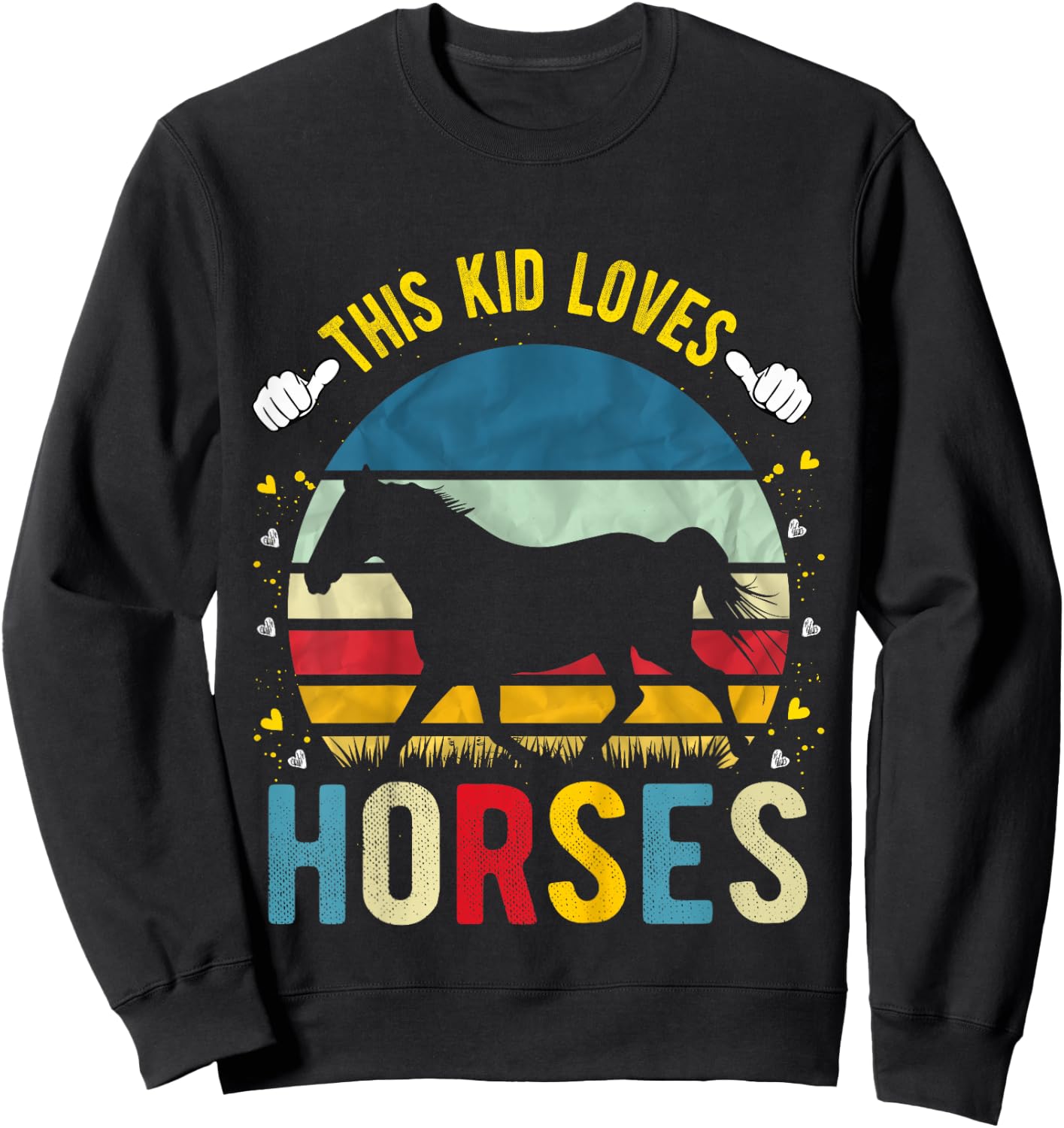 This Kid Loves Horses Boys and Girls Horse Gift Sweatshirt - Sweatshirt | Black
