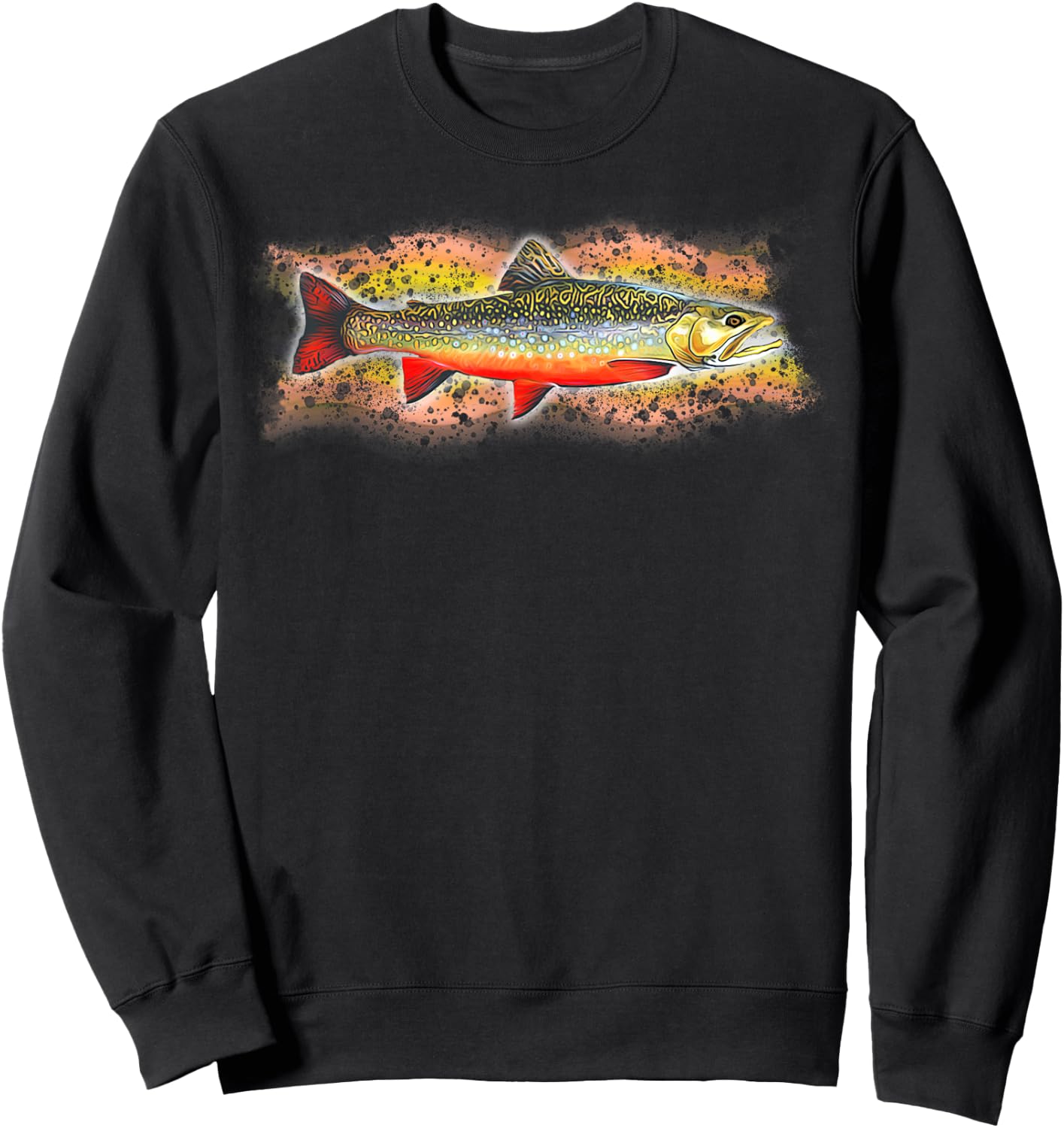 Brook Trout Fishing Graphic Sweatshirt - Sweatshirt | Black