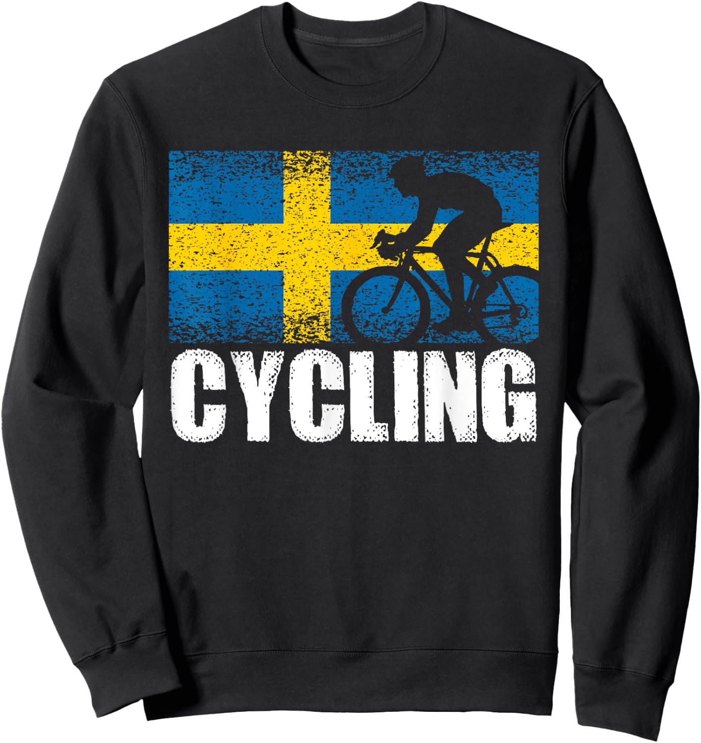 Cycling, Sweden flag, Swedish bicycle road cyclist Sweatshirt - Sweatshirt | Black