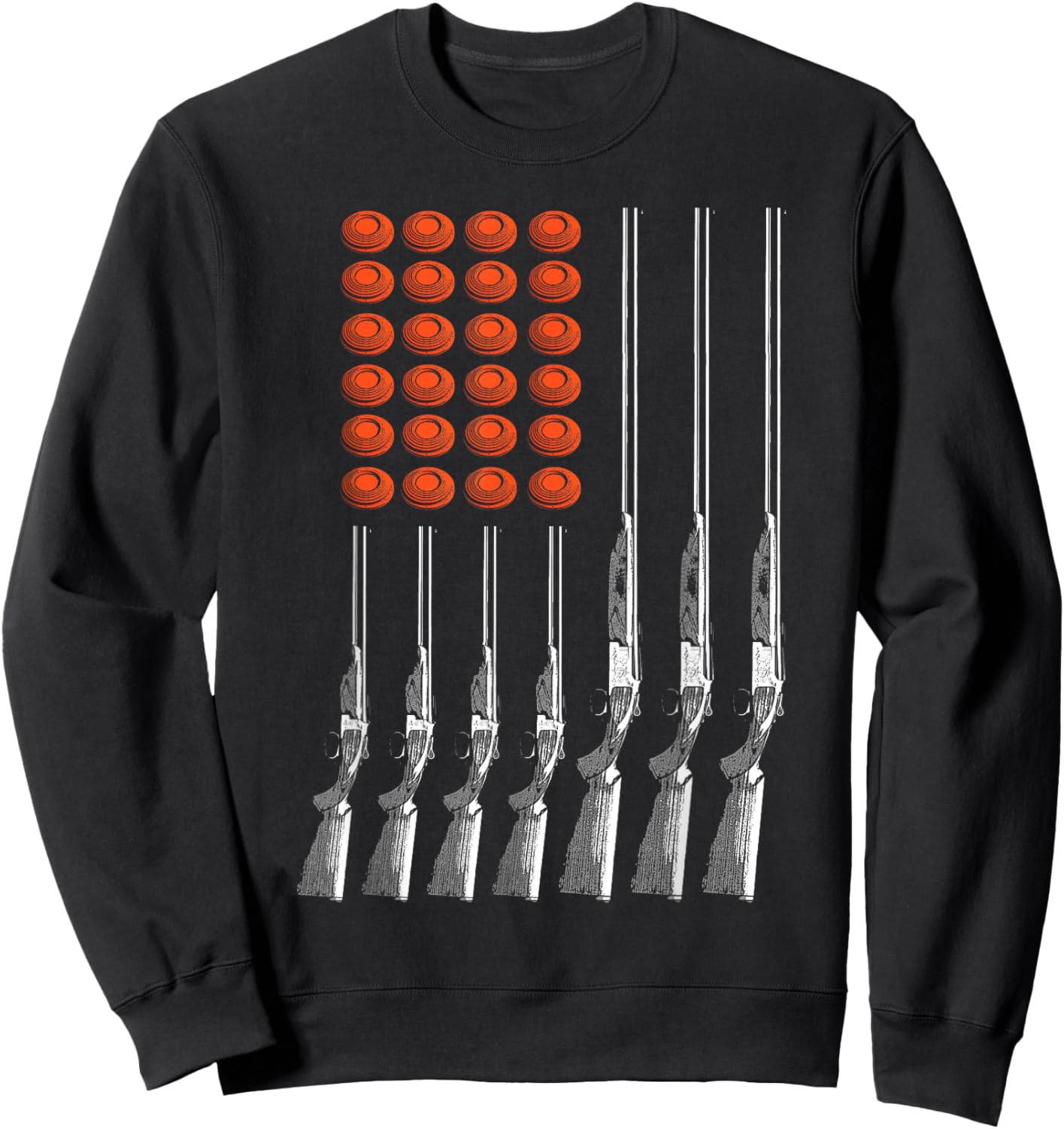 American Flag Trap Shooting Funny Skeet Sport Gift Men Women Sweatshirt - Sweatshirt | Black