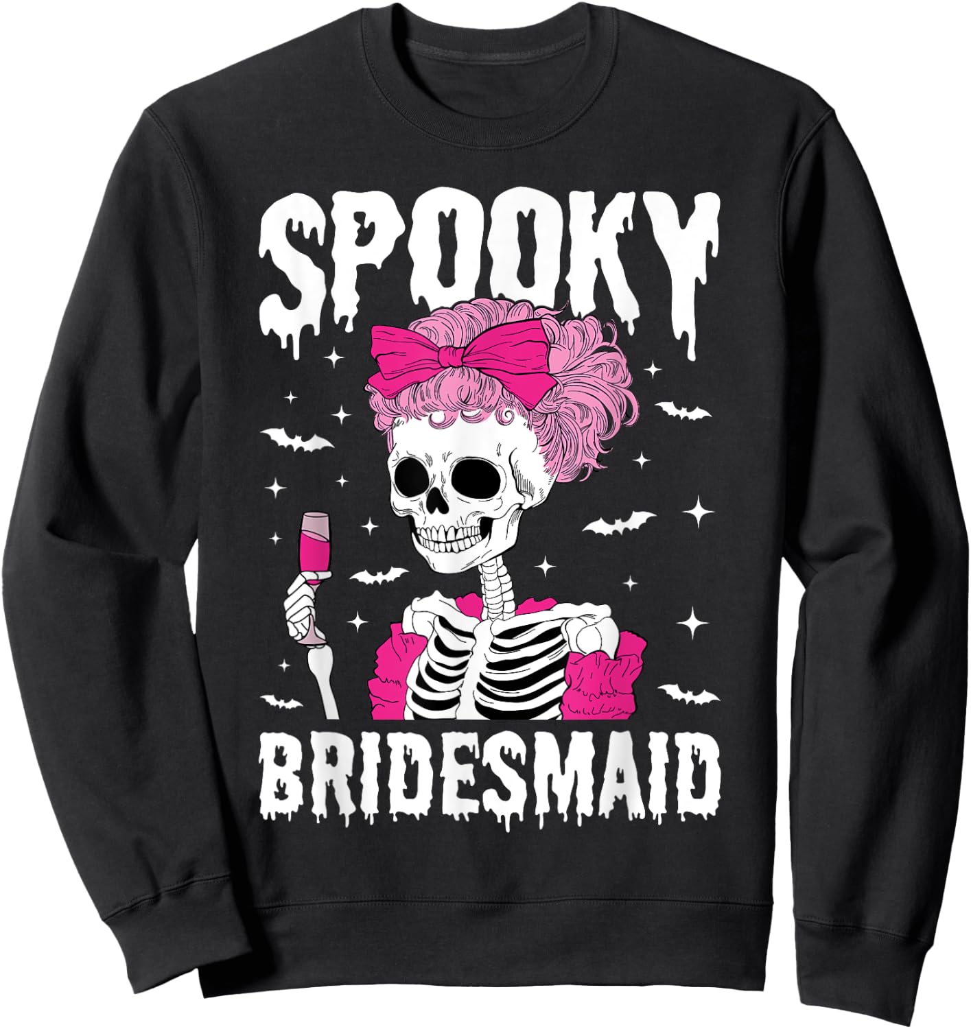 Spooky Bridesmaid Drinking Bachelorette Party Halloween Sweatshirt - Sweatshirt | Black