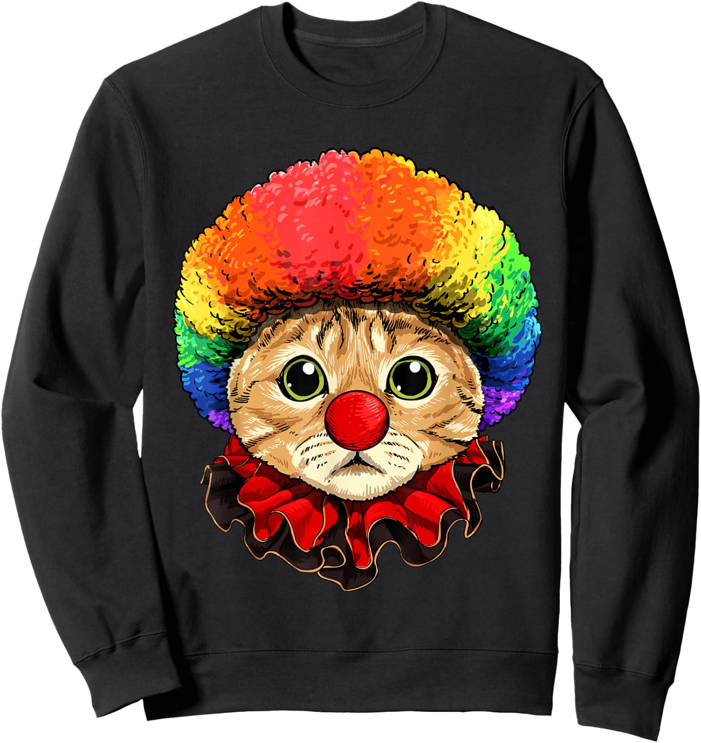 Cat Clown Feline Cat Kitten Circus Sweatshirt - Sweatshirt | Black