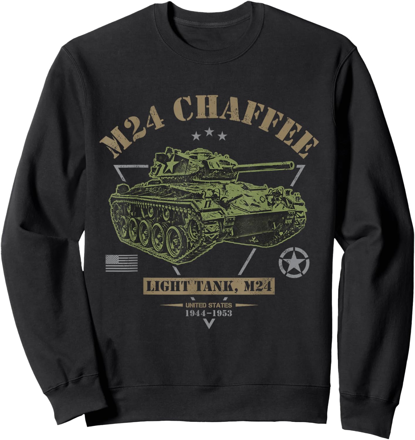 M24 Chaffee WW2 Tank Sweatshirt - Sweatshirt | Black