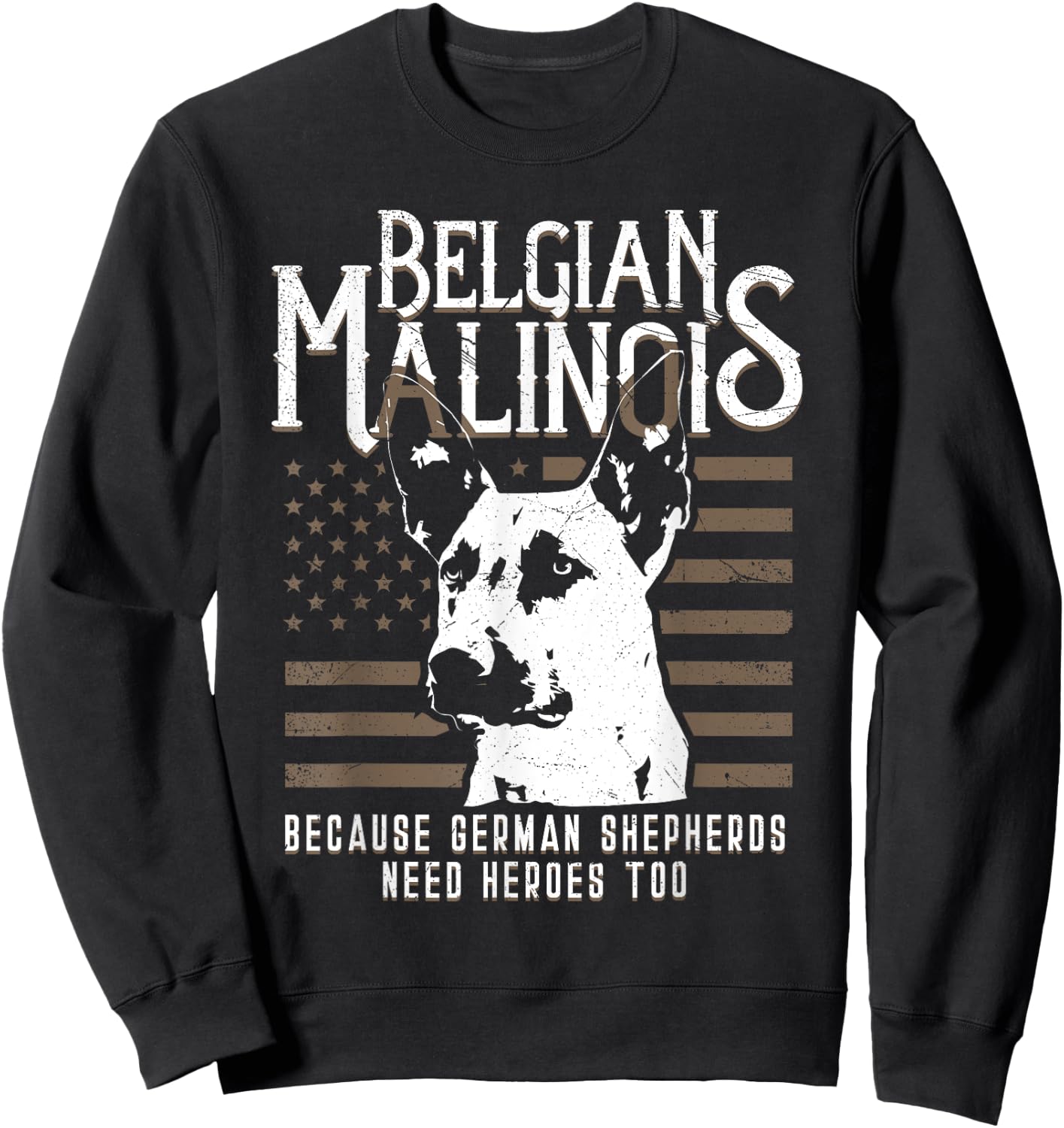 Belgian Malinois American Flag German Shepherd Police K9 Art Sweatshirt - Sweatshirt | Black