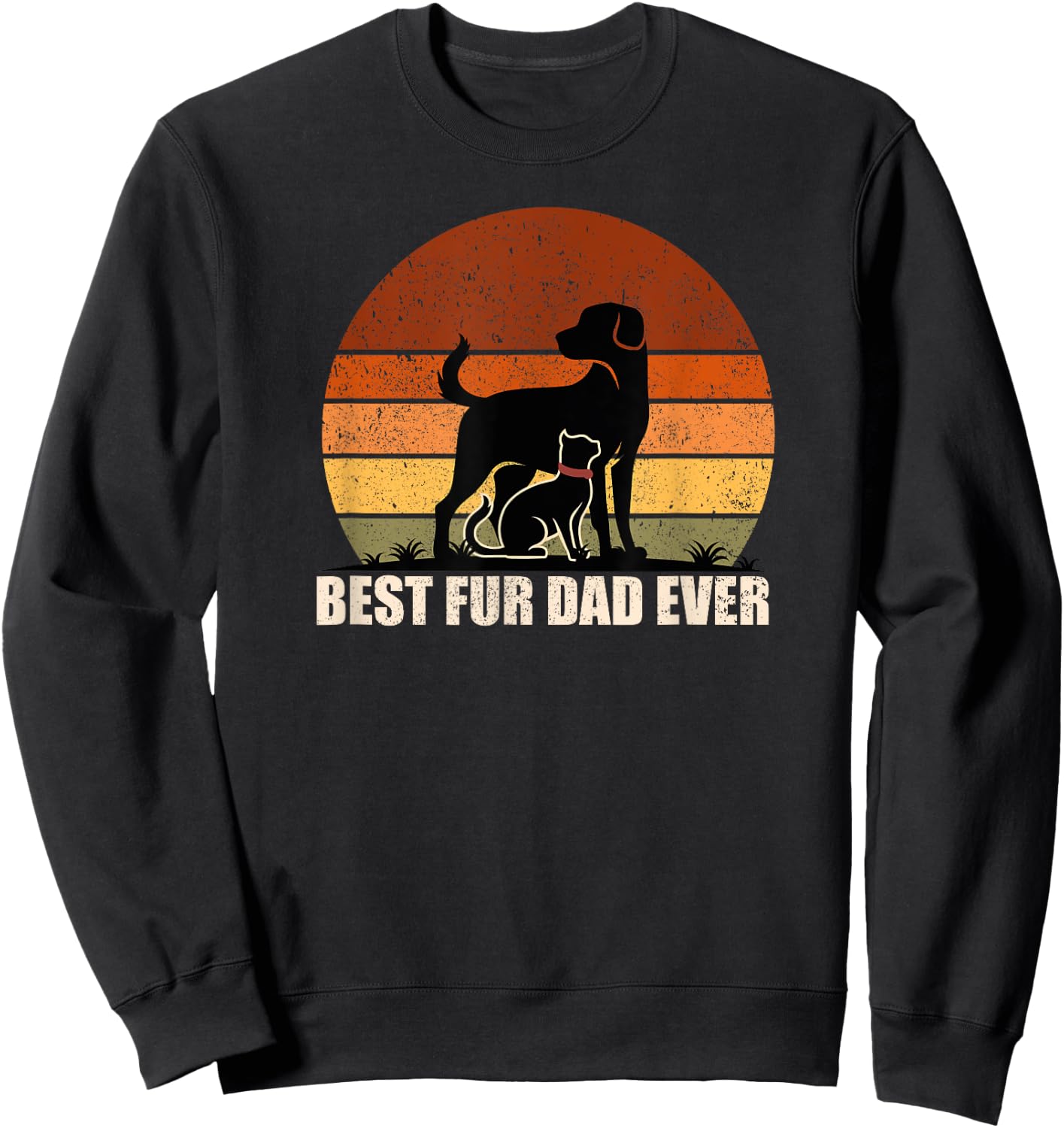 Funny Vintage Retro Best Fur Dad Ever for Dog And Cat Owner Men Women Kids Sweatshirt - Sweatshirt | Black
