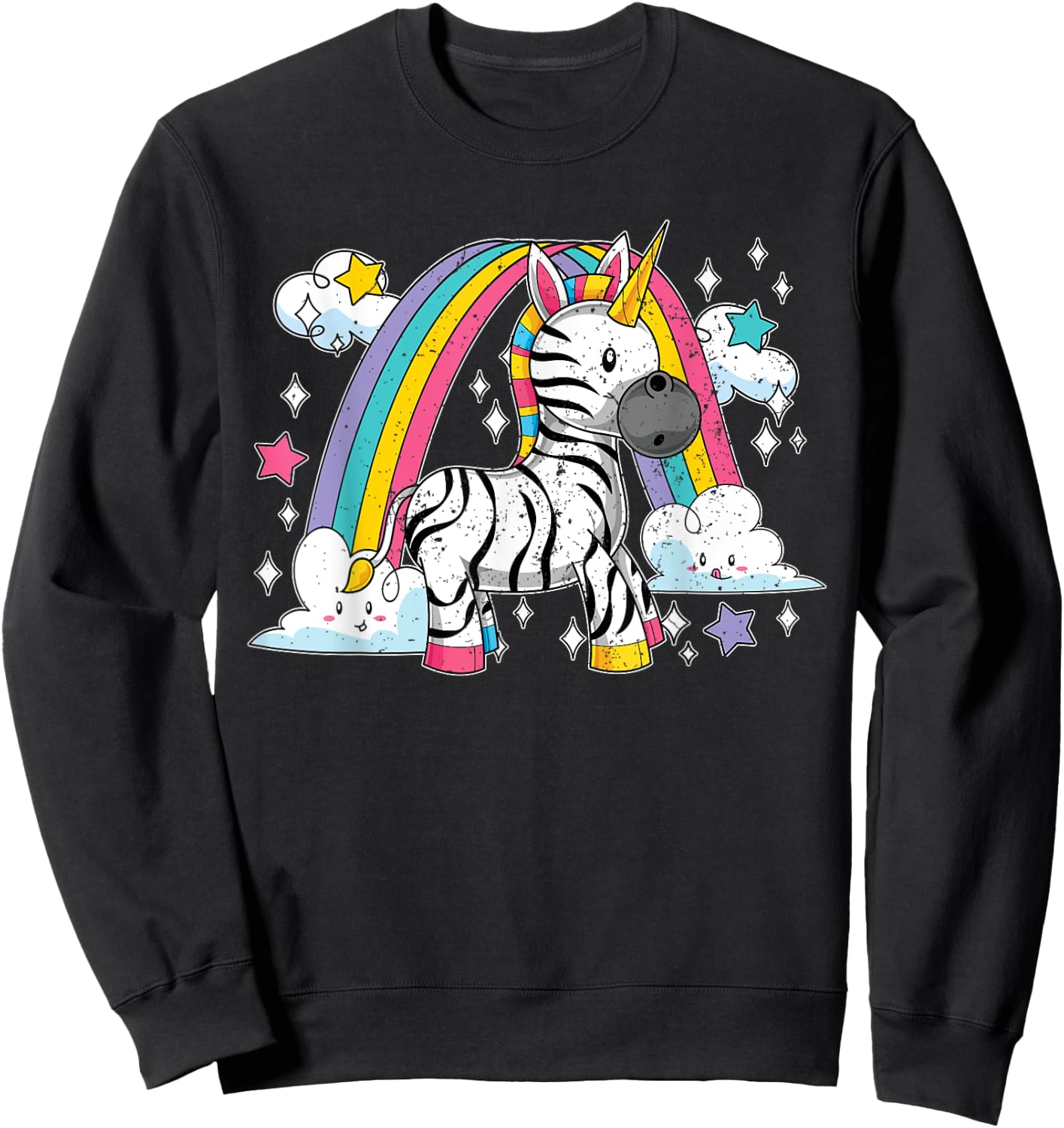 Africa Animal Zebracorn Rainbow Fairytale Zebra Unicorn Sweatshirt - Sweatshirt | Black