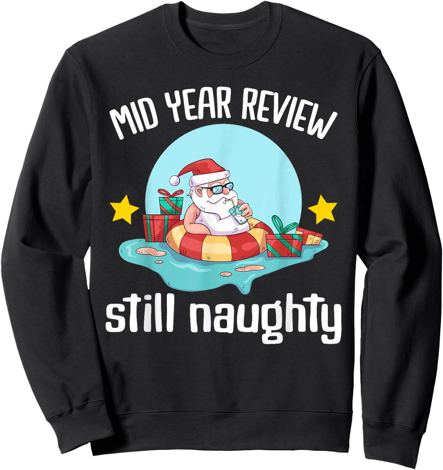 Christmas in July | Summer Santa Claus Beach Hawaii Surf Sweatshirt - Sweatshirt | Black