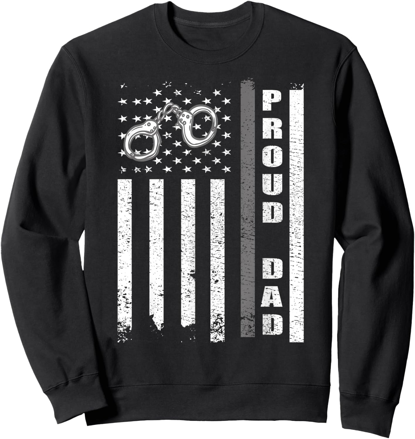 Proud Corrections Dad | US Flag Correctional Officer Dad Sweatshirt - Sweatshirt | Black