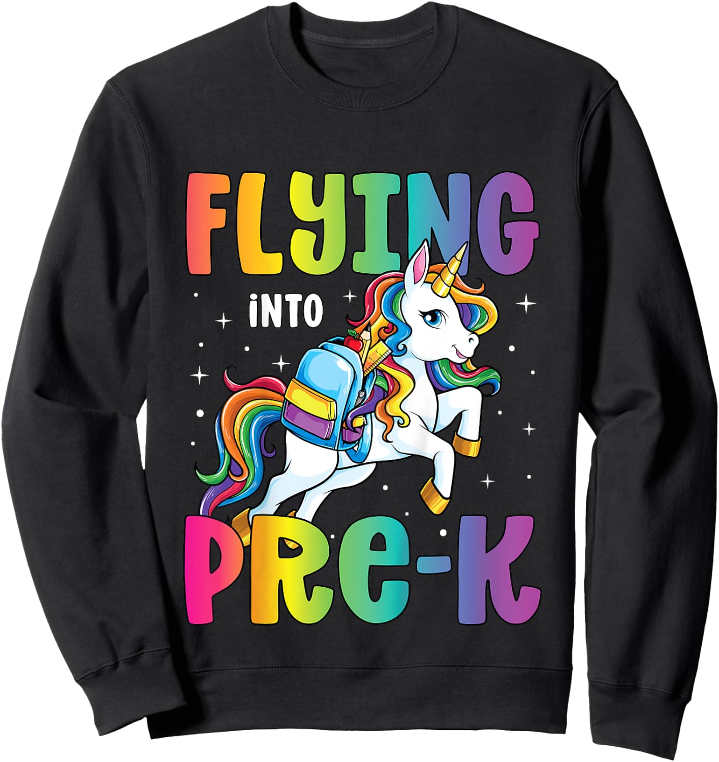 Pre Kindergarten Girls Unicorn First Day of Pre K Sweatshirt - Sweatshirt | Black