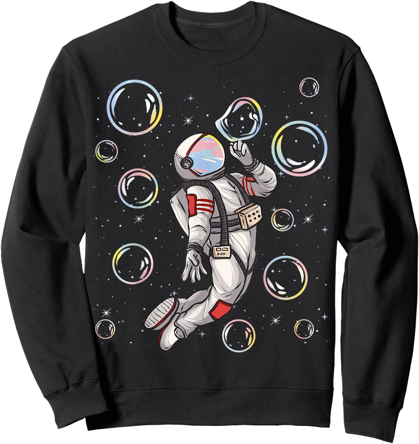 Spaceman Trip Shirt Astronaut Space Planets Balloons Bubbles Sweatshirt - Sweatshirt | Black