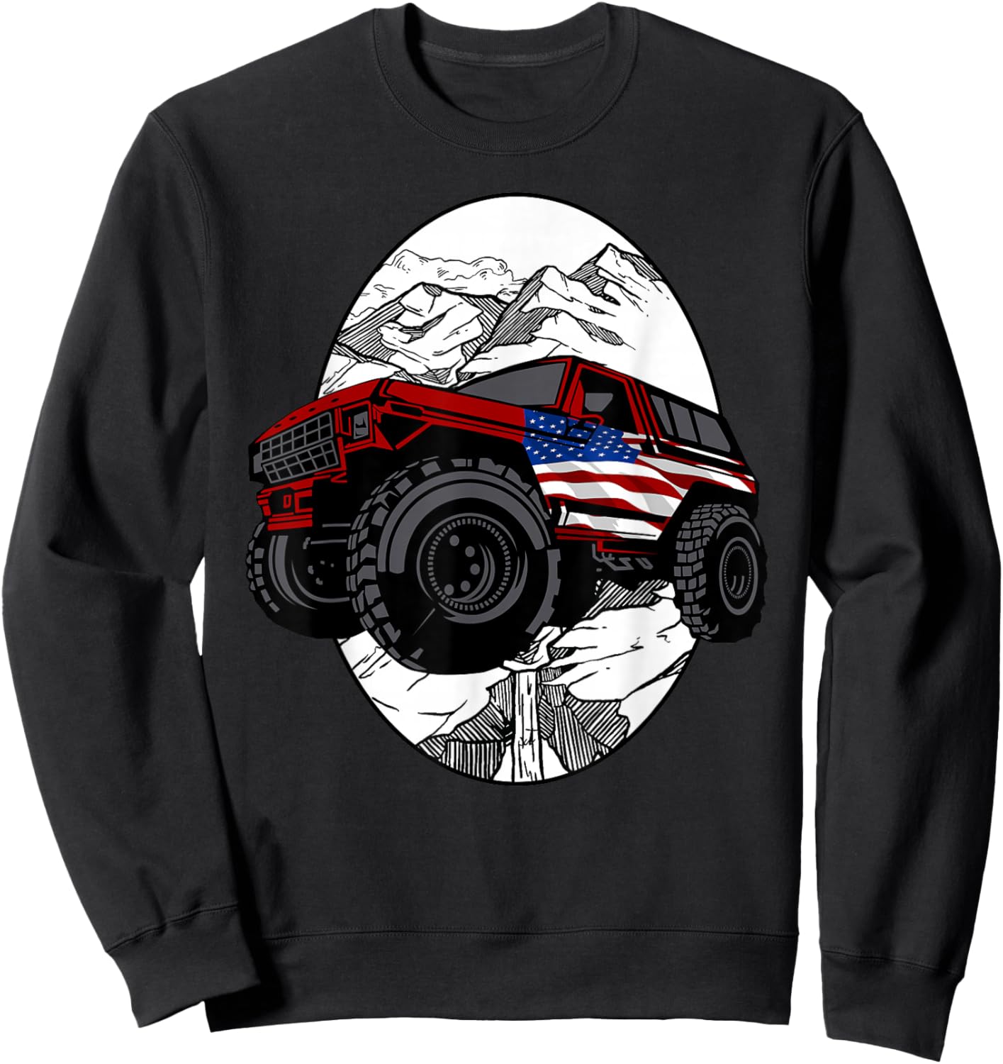 Overlanding Off Roading American Flag Sweatshirt - Sweatshirt | Black