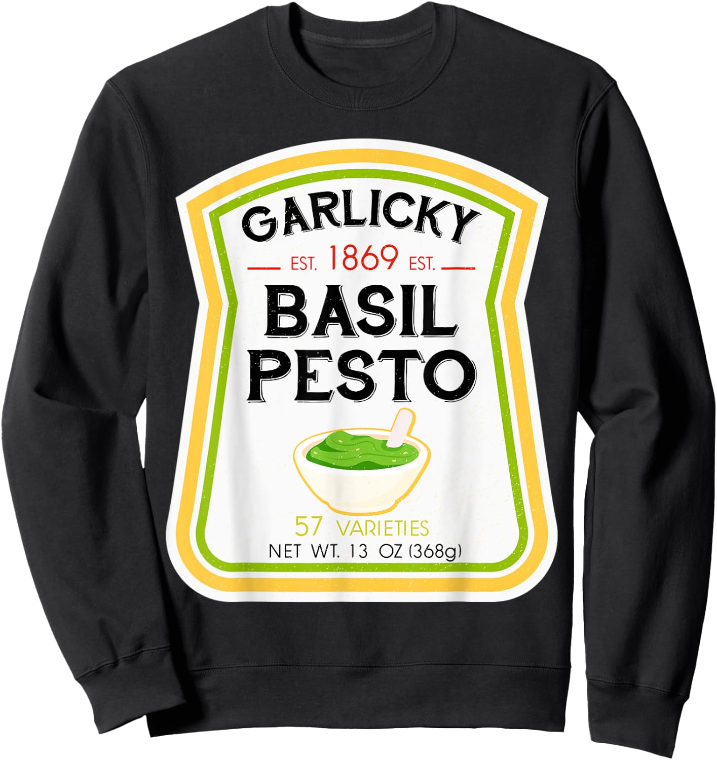 Basil Pesto Bottle Label Halloween 2021 Couples Costume Sweatshirt - Sweatshirt | Black