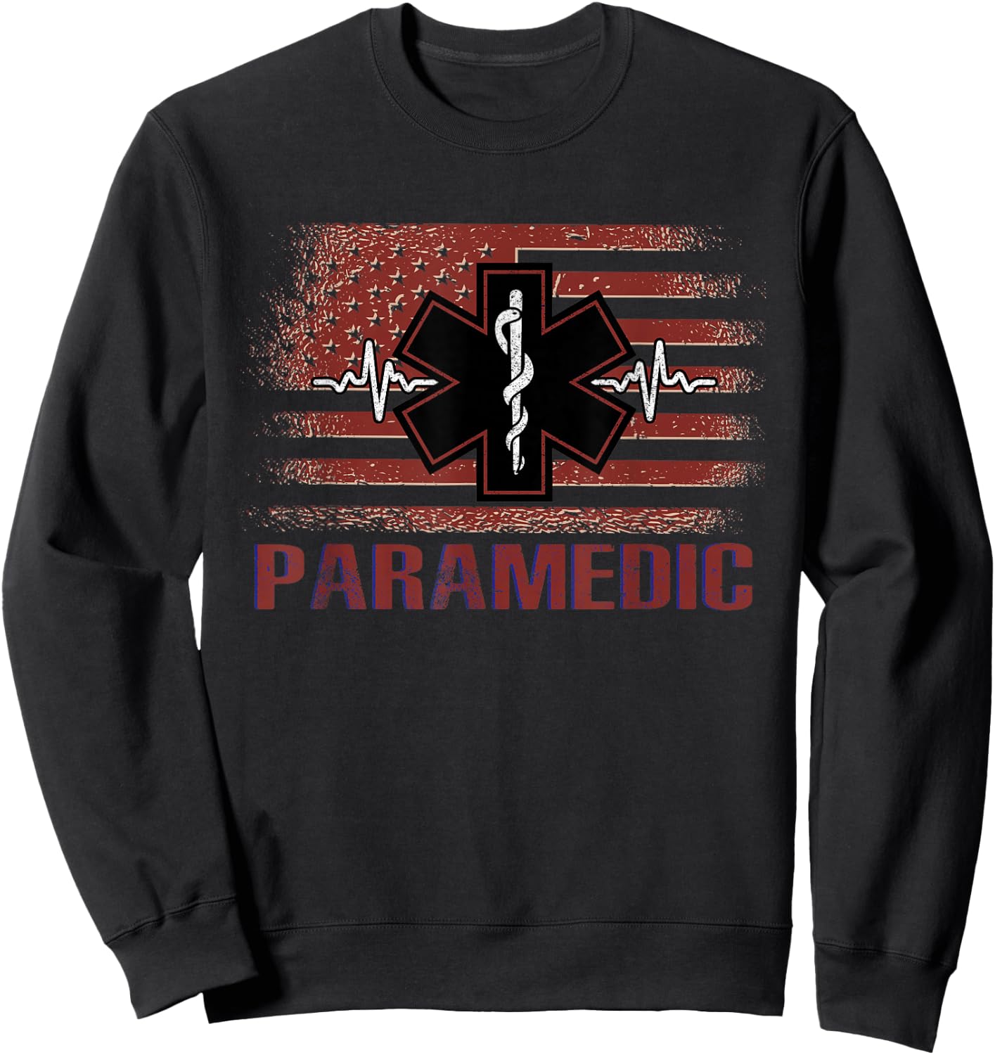 American Flag - Paramedic Sweatshirt - Sweatshirt | Black