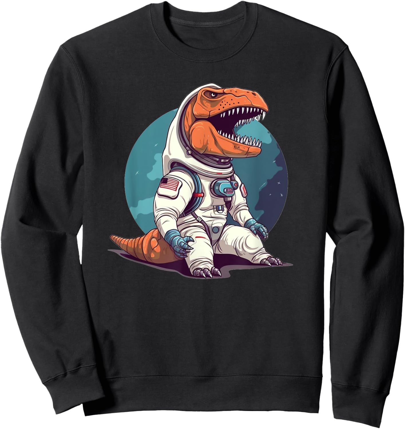 Funny Astronaut T-Rex Dinosaur In Space T-Rex Astronaut Sweatshirt - Sweatshirt | Black