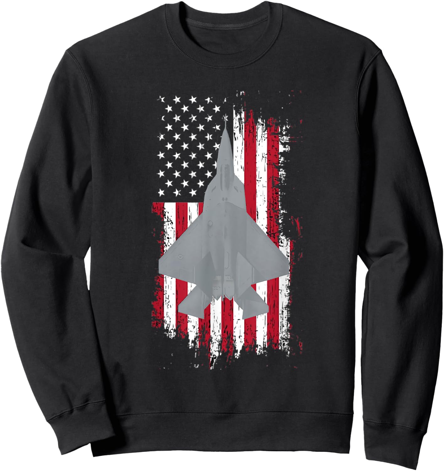 F-22 Raptor Jet American Flag Military Aircraft Shirt Women Men Sweatshirt - Sweatshirt | Black