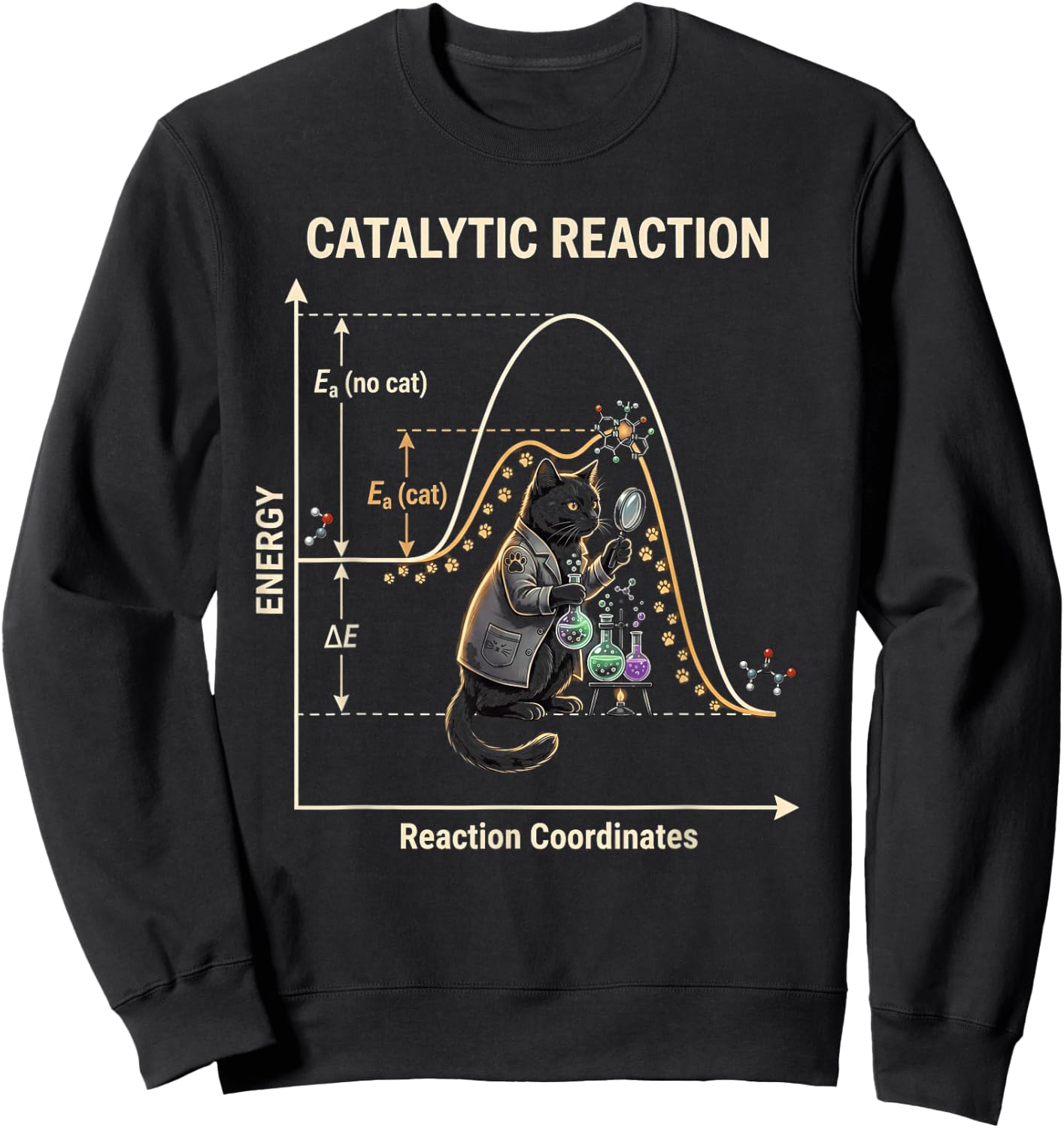 Catalytic Reaction Chemistry Cat Funny Science Sweatshirt - Sweatshirt | Black