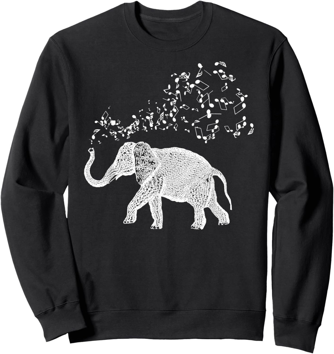 Elephant and musical notes Sweatshirt - Sweatshirt | Black