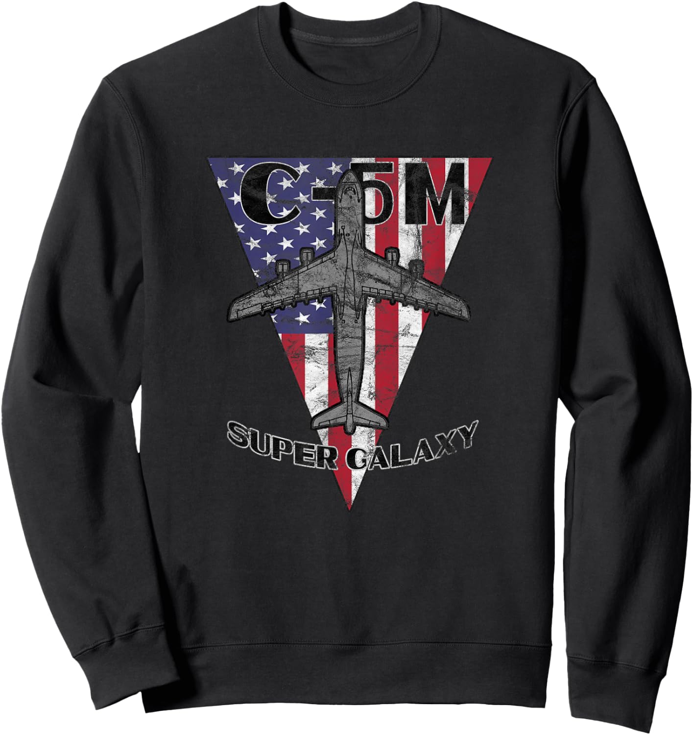 C-5M Super Galaxy Military Airplane Patriotic Vintage Sweatshirt - Sweatshirt | Black