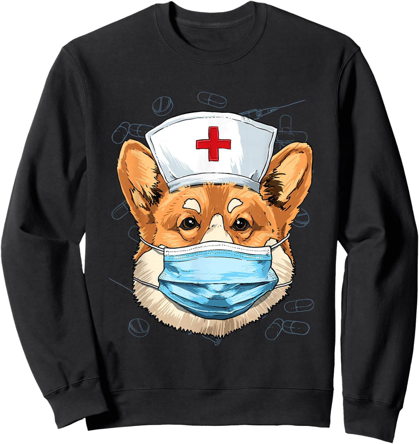 Corgi Dog Nurse RN Nursing School Graduation Sweatshirt - Sweatshirt | Black