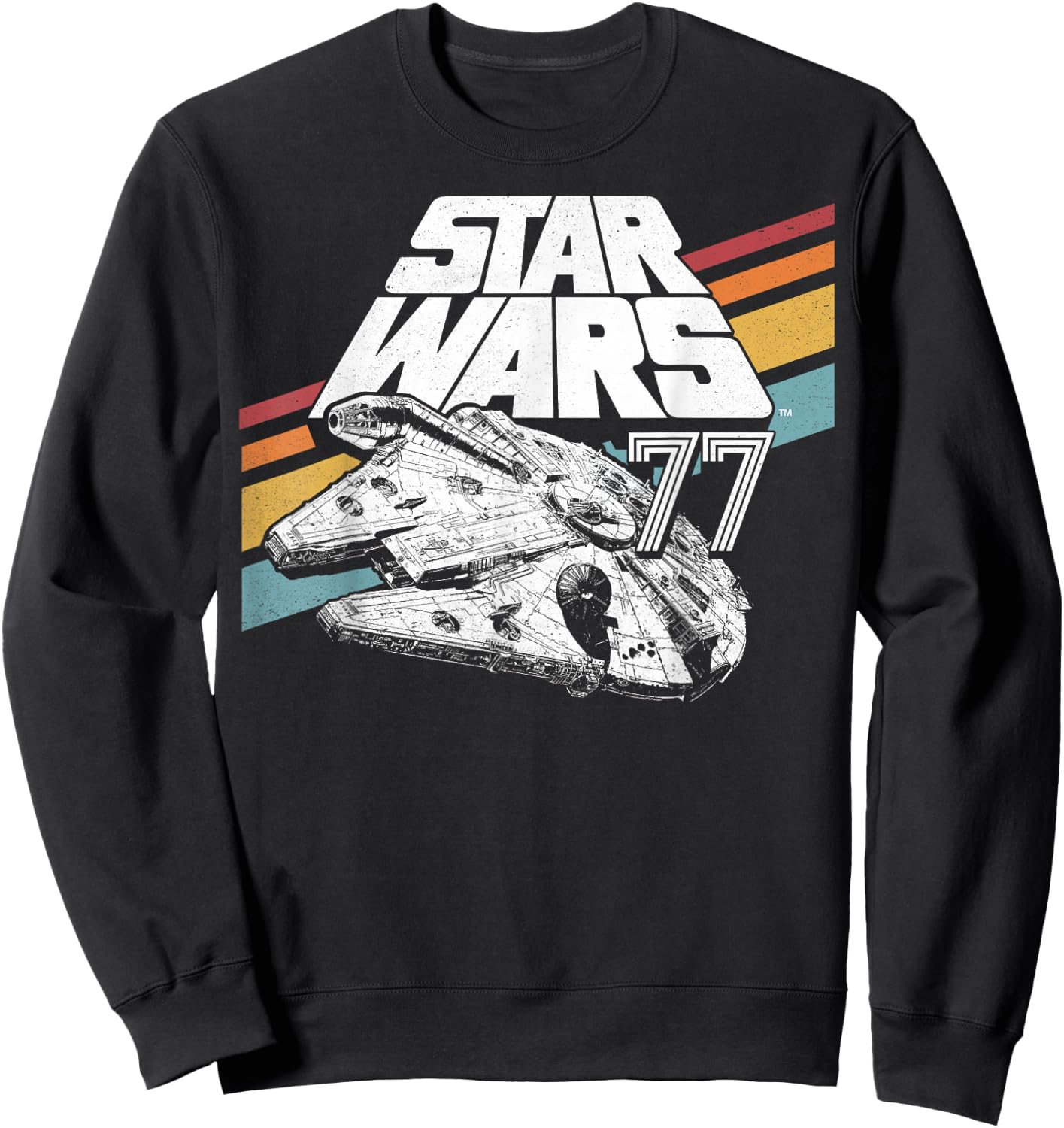 Star Wars Millennium Falcon Retro Rainbow Stripe Sweatshirt - Sweatshirt | Black