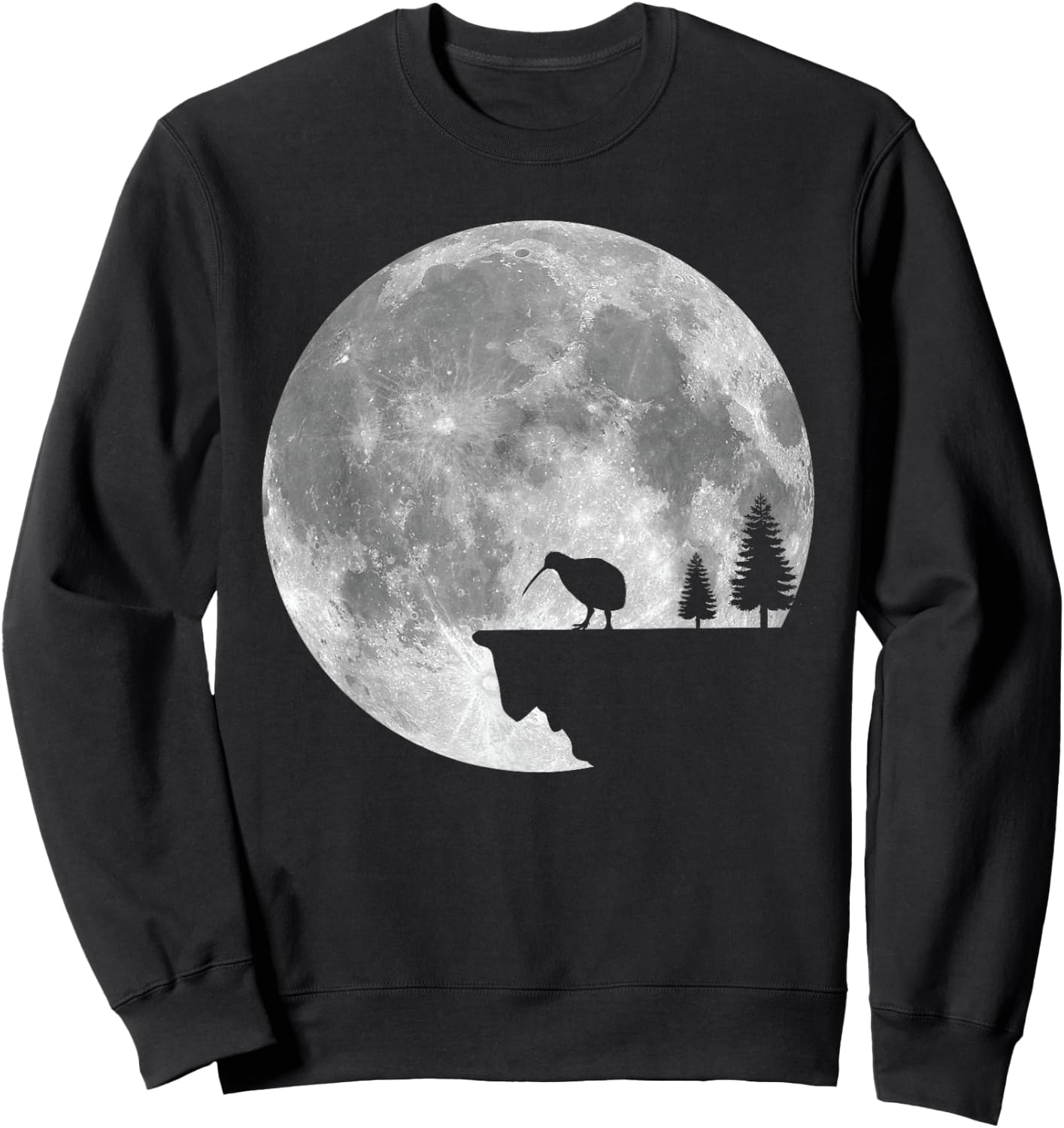 Great Kiwi Bird Moon Design Nature Kiwis Sweatshirt - Sweatshirt | Black