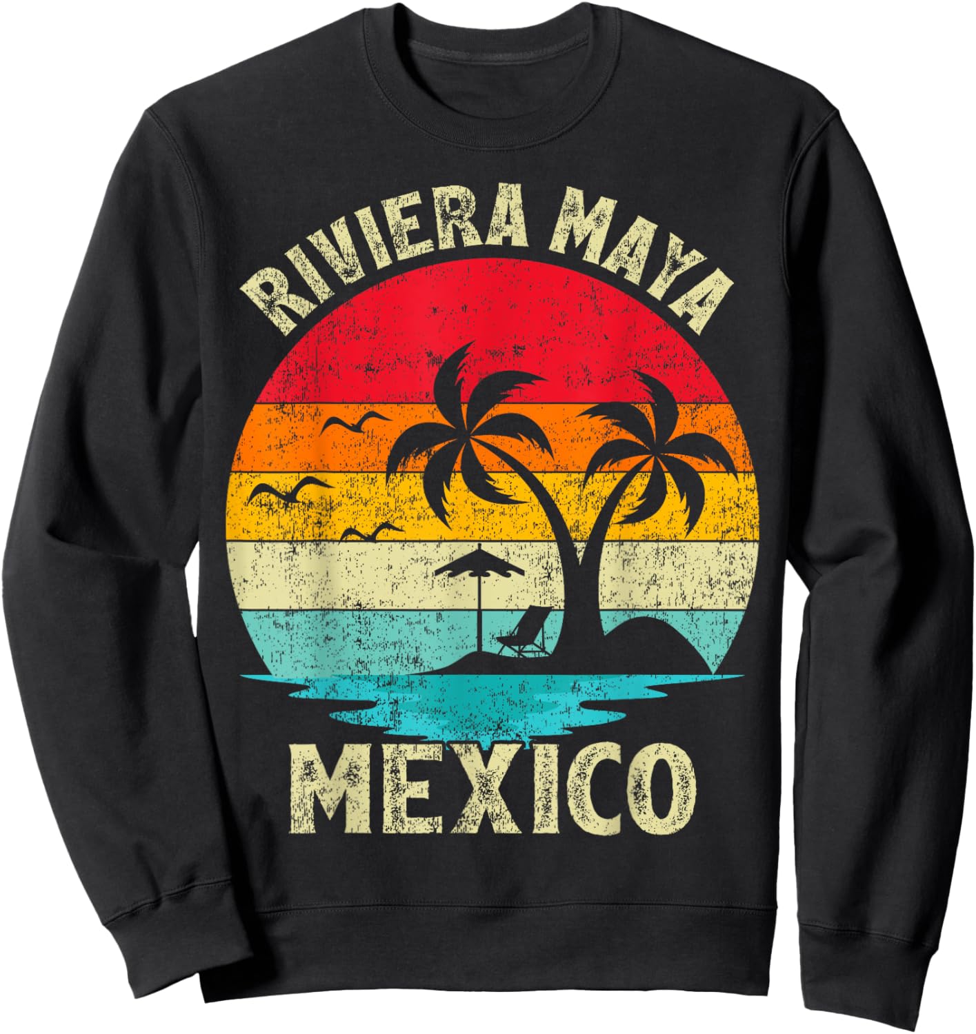 Family Vacation Vintage Retro Mexico Riviera Maya Beach Sweatshirt - Sweatshirt | Black