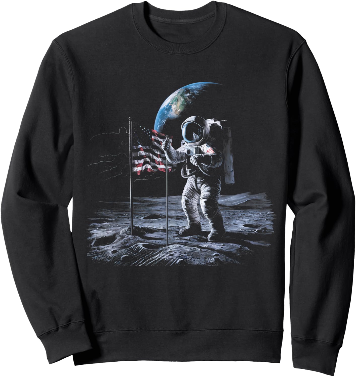 Astronaut on Moon - Iconic Space Exploration Art for Science Sweatshirt - Sweatshirt | Black