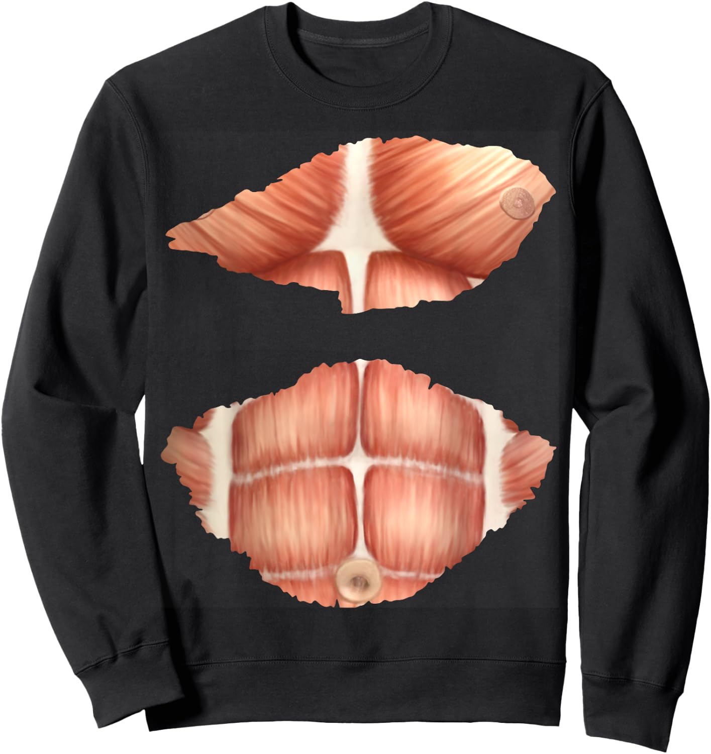 fake Anatomy costume Chest Six Pack Abs Muscles Sweatshirt - Sweatshirt | Black