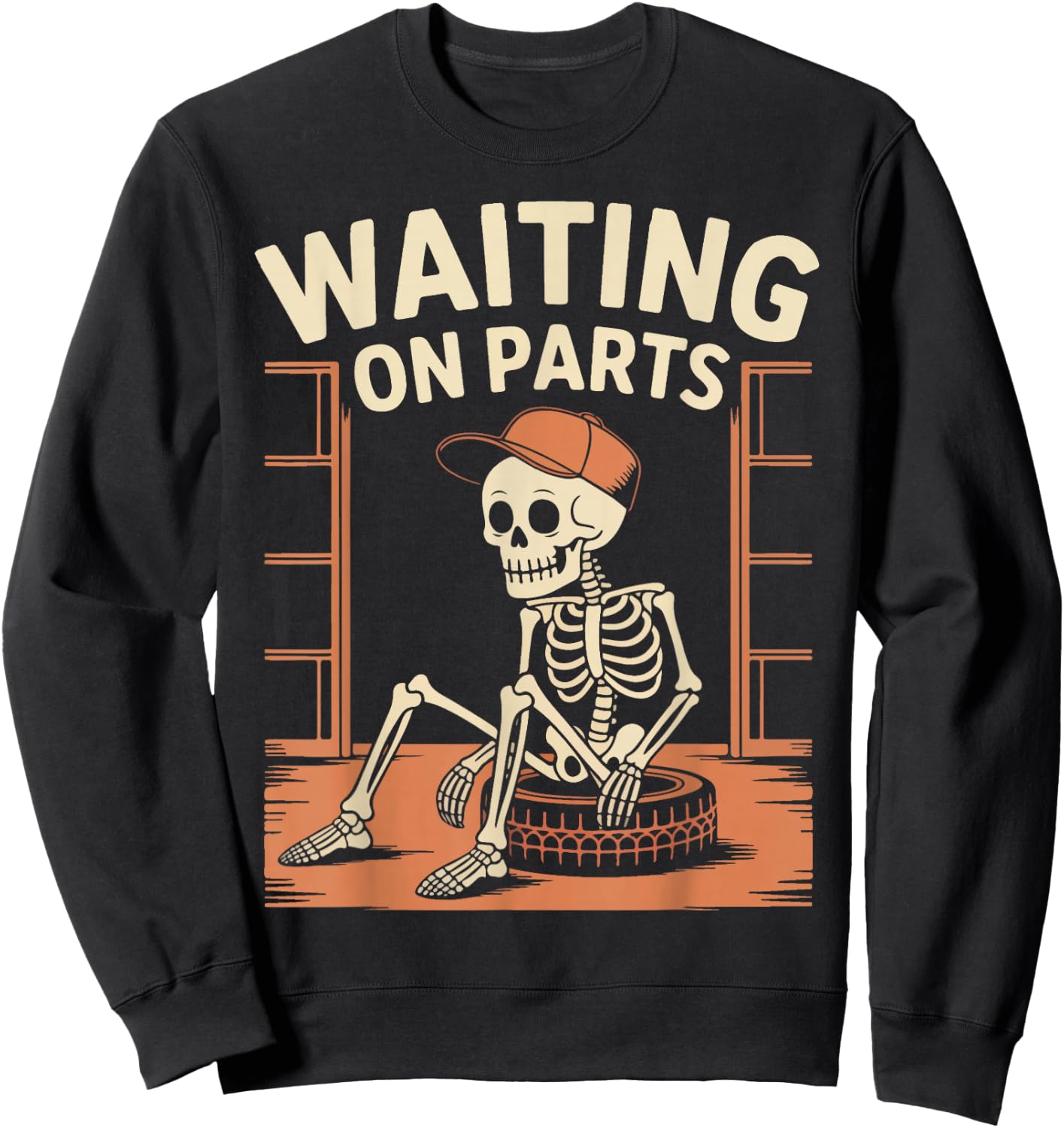 Funny Waiting On Parts Mechanic Skeleton Auto Repair Life Sweatshirt - Sweatshirt | Black