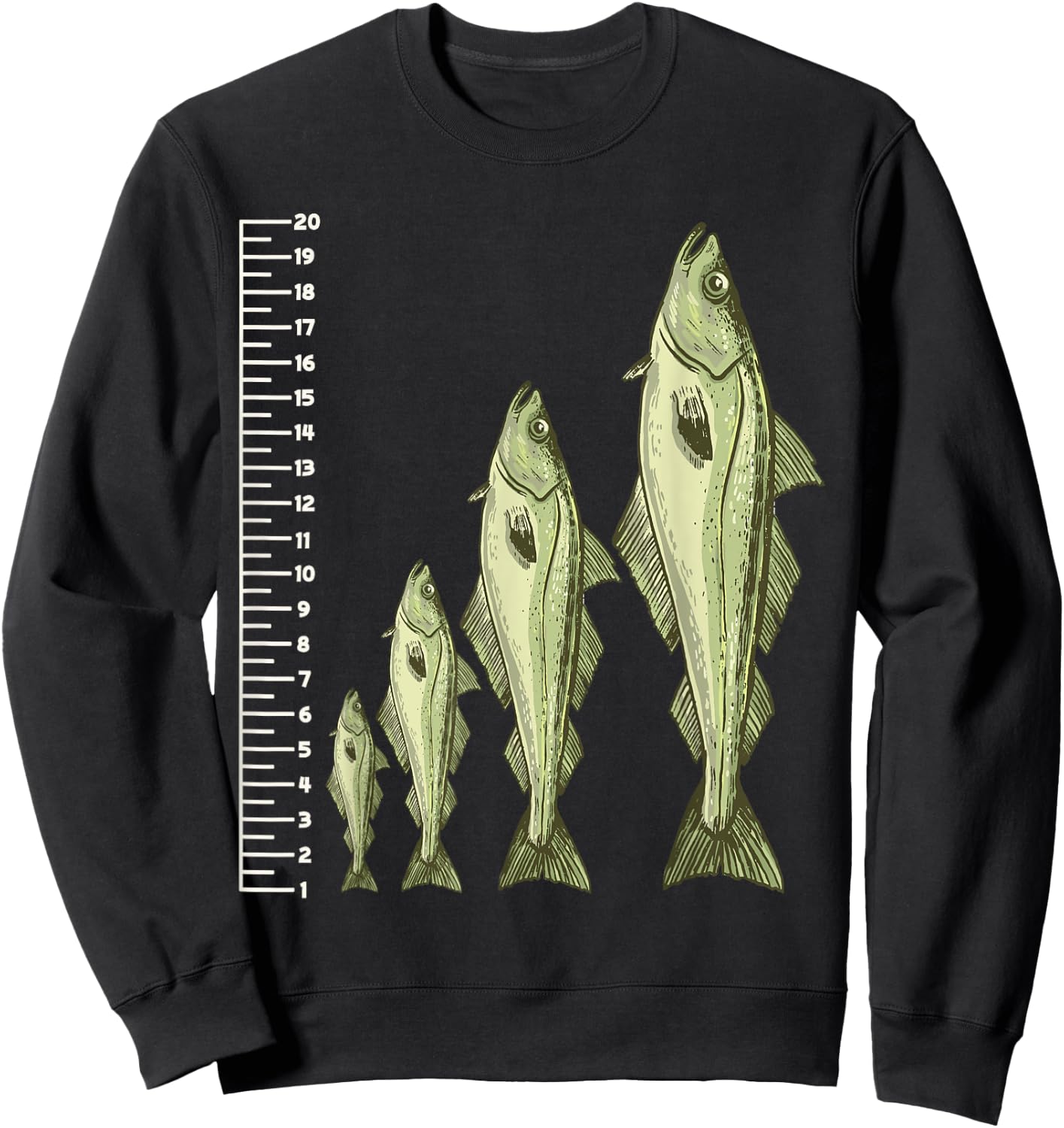 Funny Fish Measuring design for Fishing lovers Sweatshirt - Sweatshirt | Black