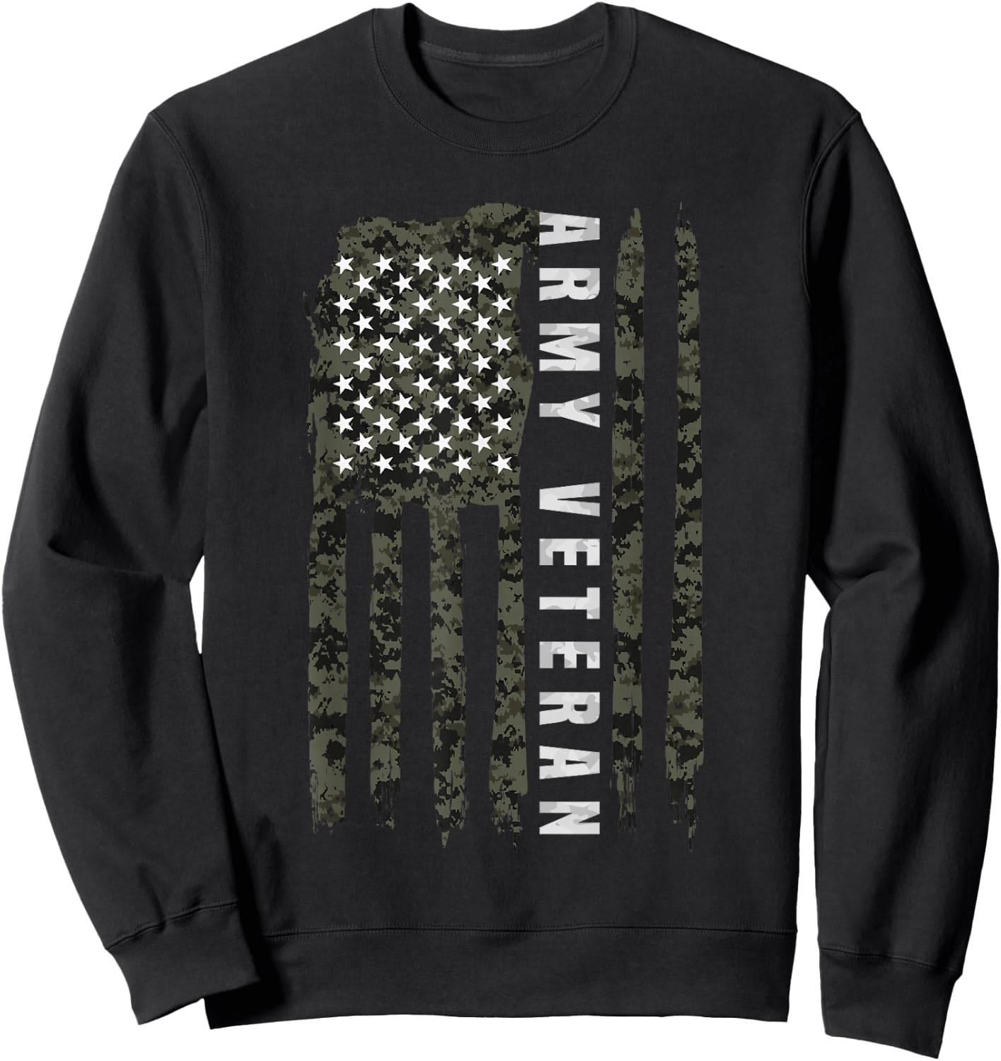American Flag Patriotic Army Veteran Sweatshirt - Sweatshirt | Black