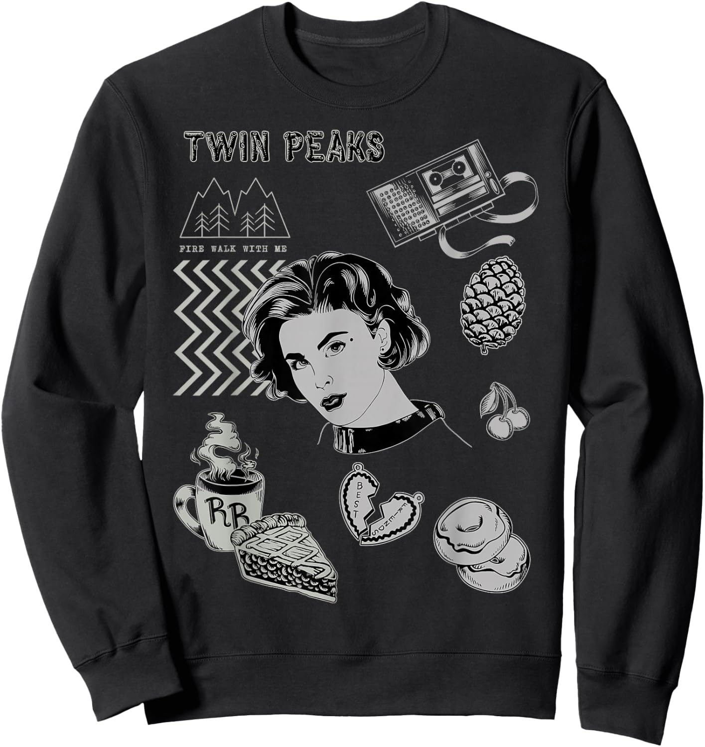 Twin Peaks Symbolism Patch Graphic Sweatshirt - Sweatshirt | Black