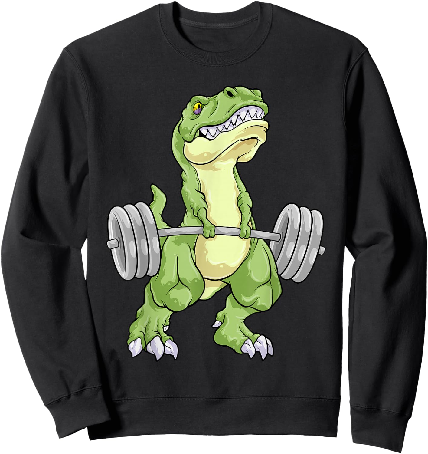 Dinosaur Gym Weightlifting T-Rex Fitness Workout Deadlift Sweatshirt - Sweatshirt | Black