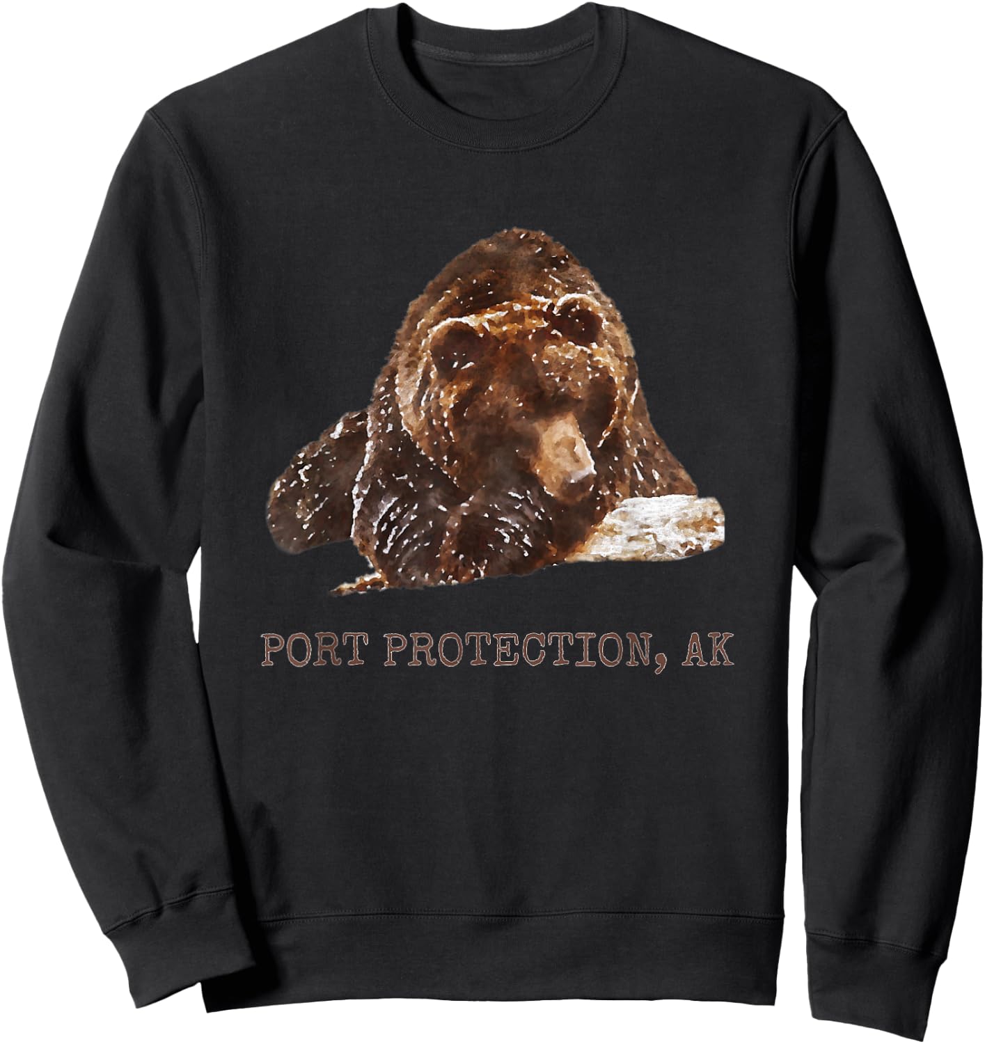Port Protection Brown Grizzly Bear In Snow Alaska Pacific NW Sweatshirt - Sweatshirt | Black