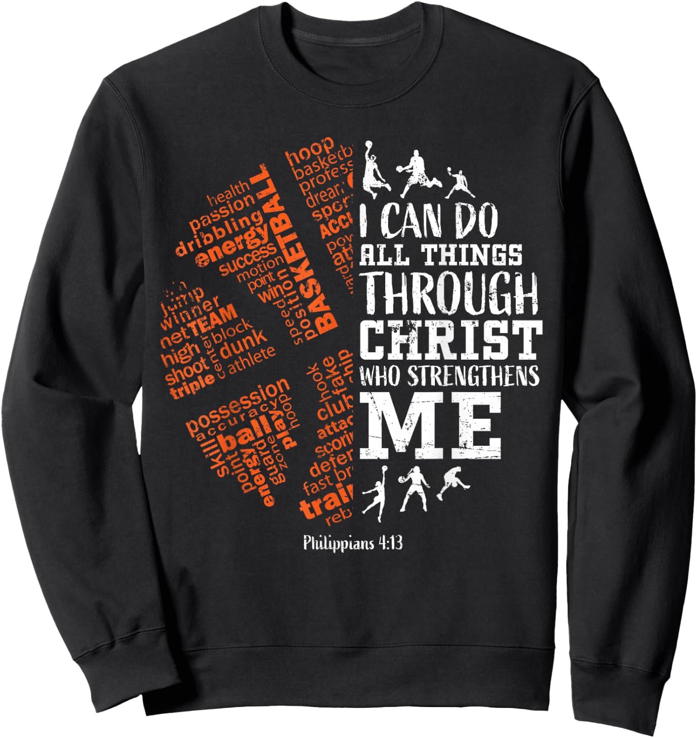 Basketball Sayings Christian Verse Teen Boys Kids Graphic Sweatshirt - Sweatshirt | Black
