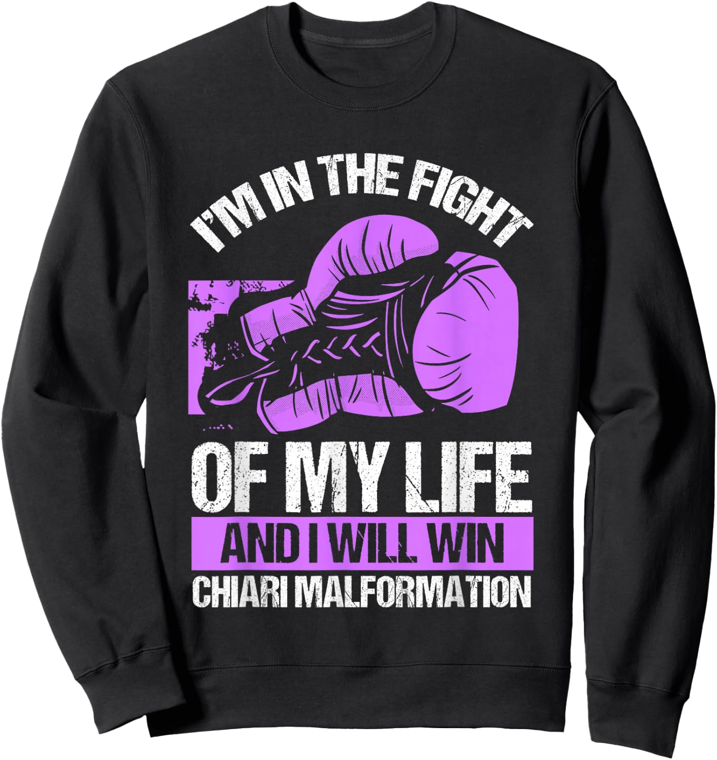 Chiari Malformation Awareness Win Survivor Purple Ribbon Sweatshirt - Sweatshirt | Black