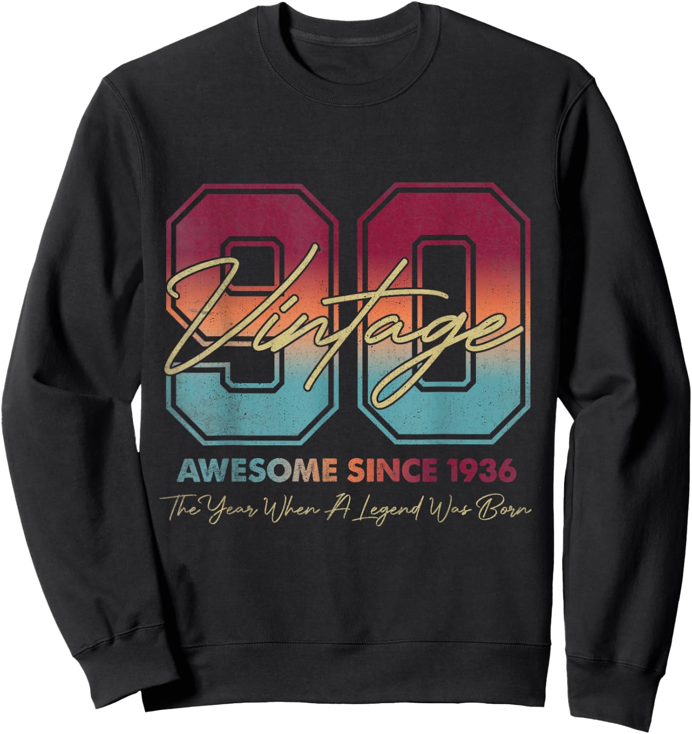 Vintage 90th Birthday Since 1936 Limited Edition 90 Year Old Sweatshirt - Sweatshirt | Black