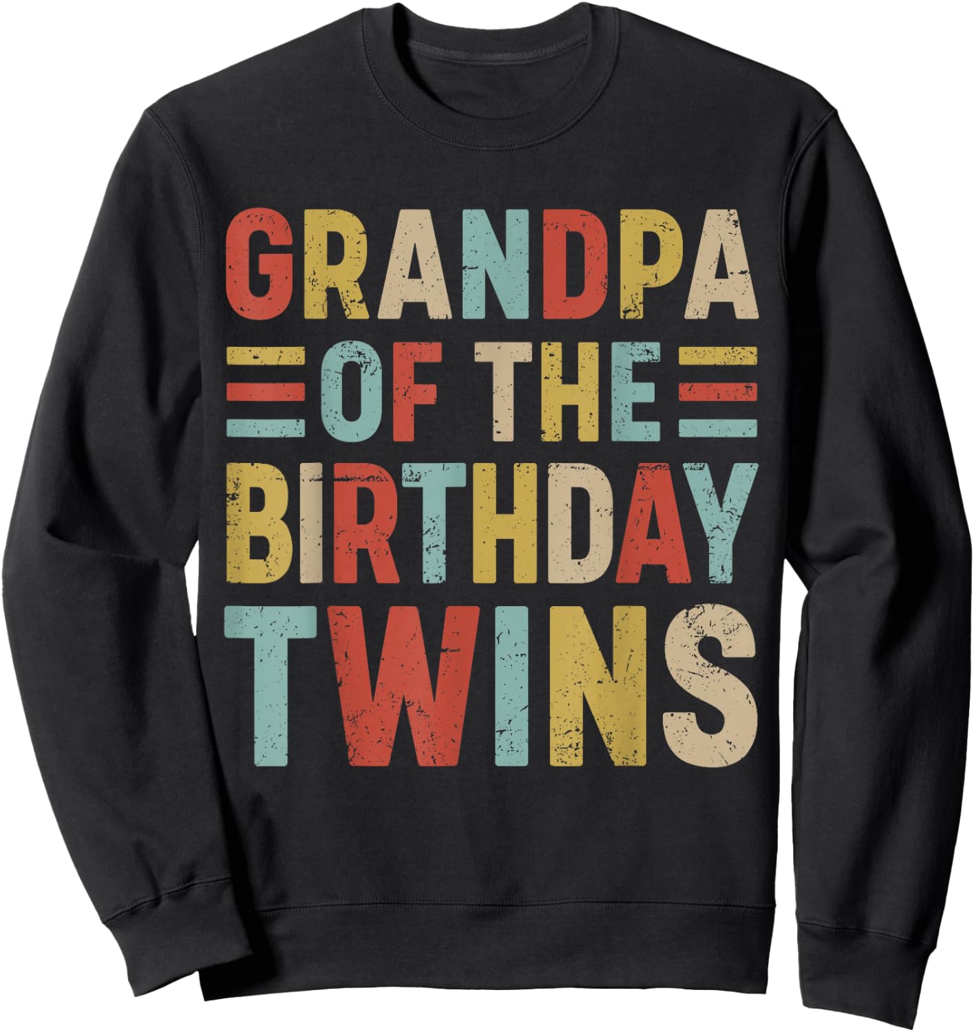 Grandpa of The Birthday Twins Family Matching Bday Party Sweatshirt - Sweatshirt | Black