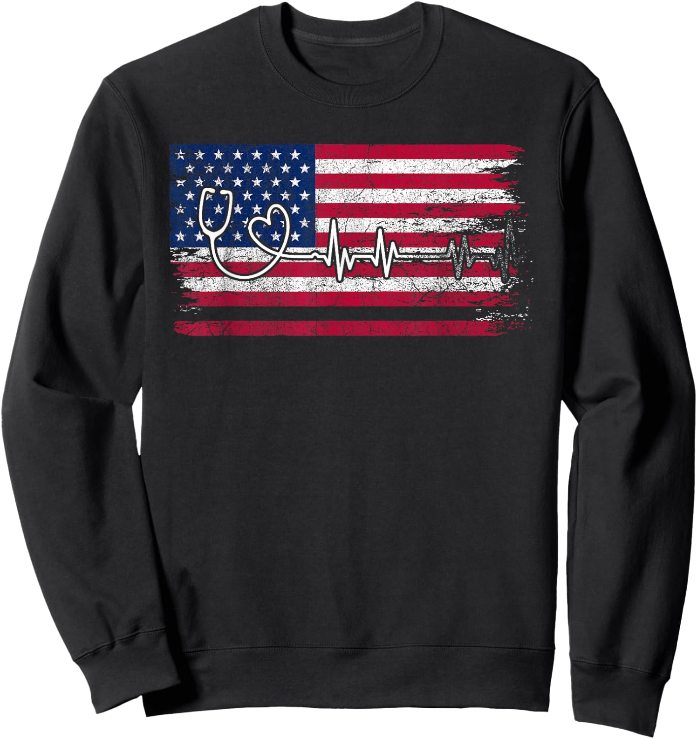 American Flag Nurse Sweatshirt - Sweatshirt | Black
