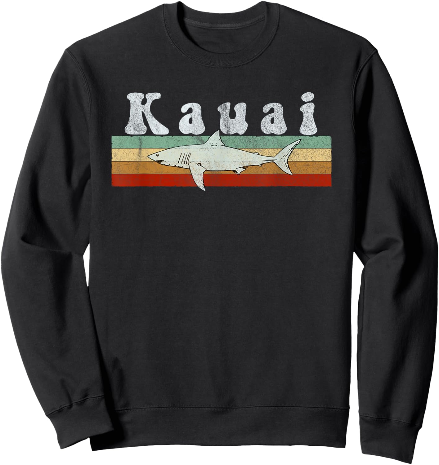Kauai, HI Shark T Shirt / Kauai Vintage Fishing Sweatshirt - Sweatshirt | Black