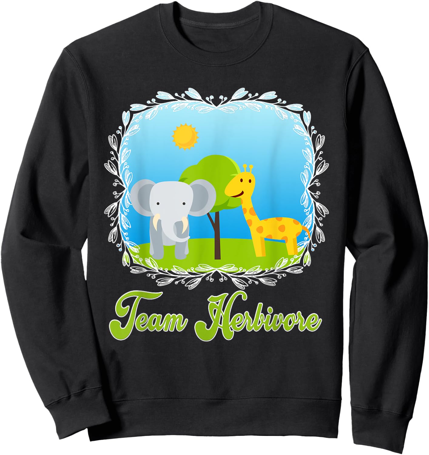 Team Herbivore Cute Animals Vegan Vegetarian Diet Sweatshirt - Sweatshirt | Black