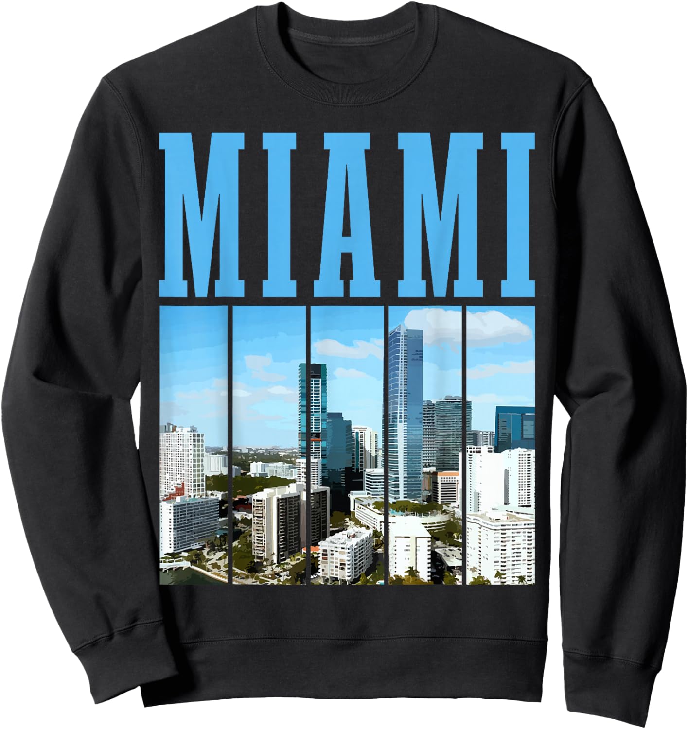 Miami Skyline 305 Florida Vintage Pride Sweatshirt - Sweatshirt | Black