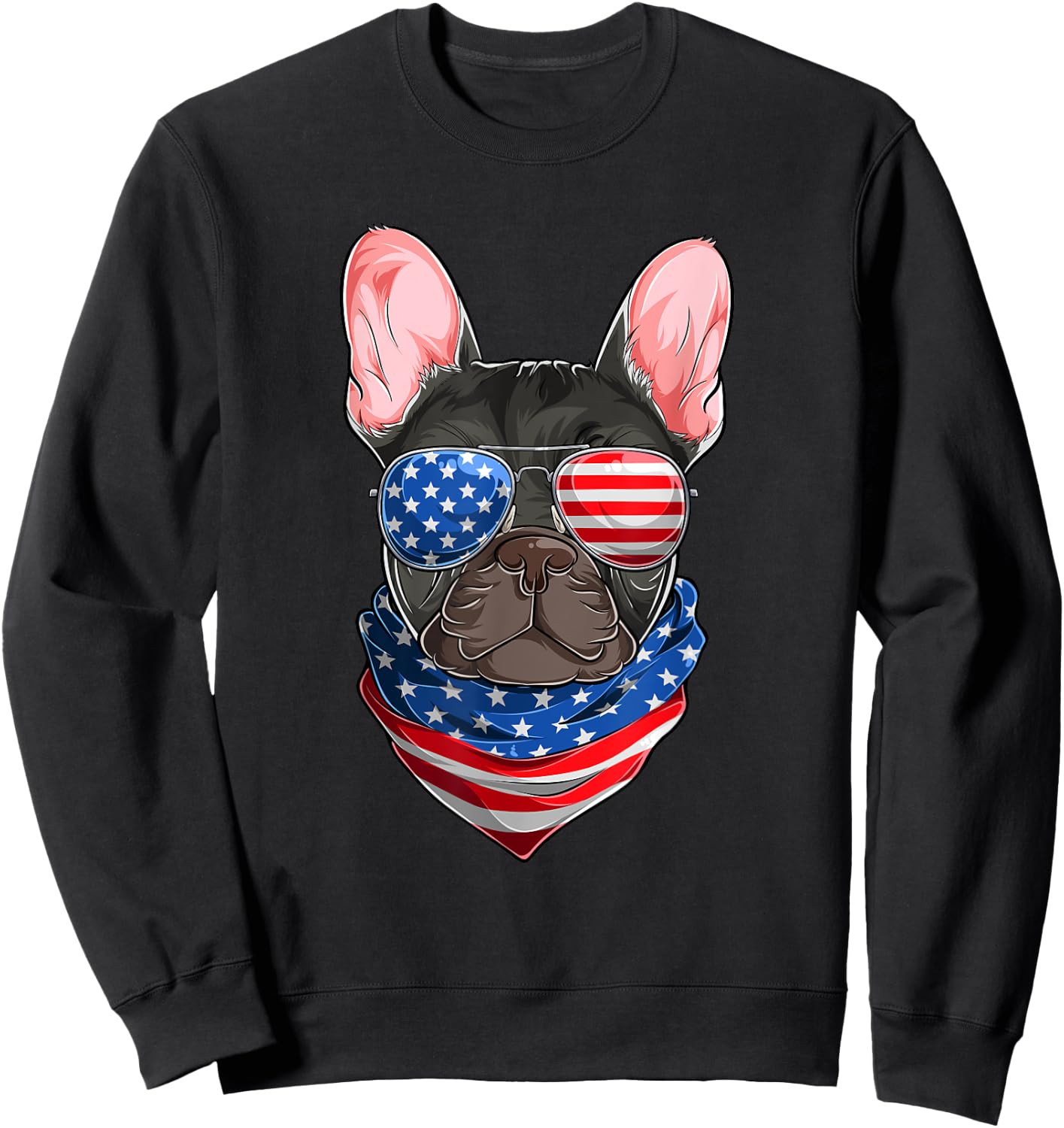 American Flag French Bulldog Shirts, Frenchie Fourth Of July Sweatshirt - Sweatshirt | Black