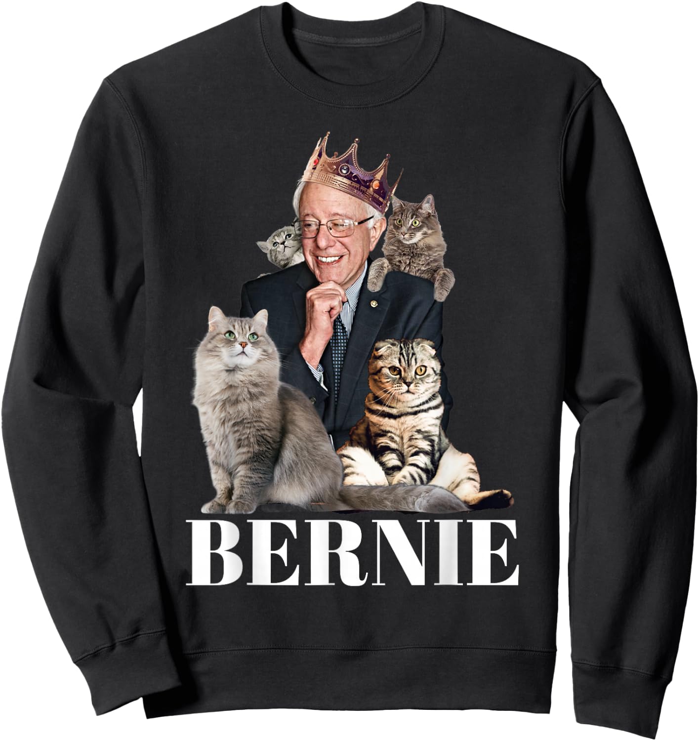 Bernie Sanders Funny Cat Gift Sweatshirt - Sweatshirt | Black