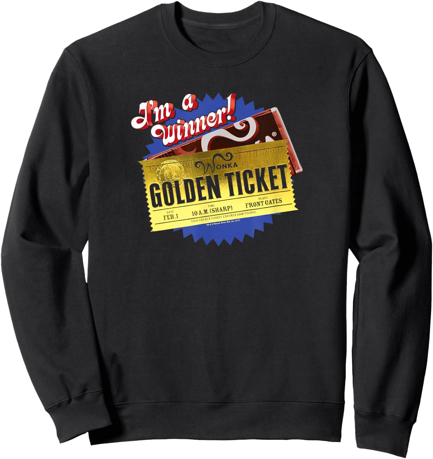 Charlie and The Chocolate Factory Golden Ticket Small Sweatshirt - Sweatshirt | Black