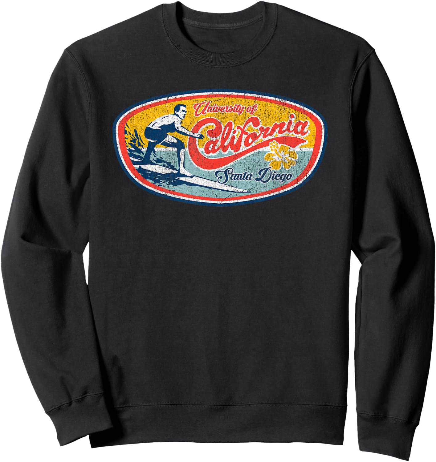 Vintage Retro Surf Style UCSD Sweatshirt - Sweatshirt | Black