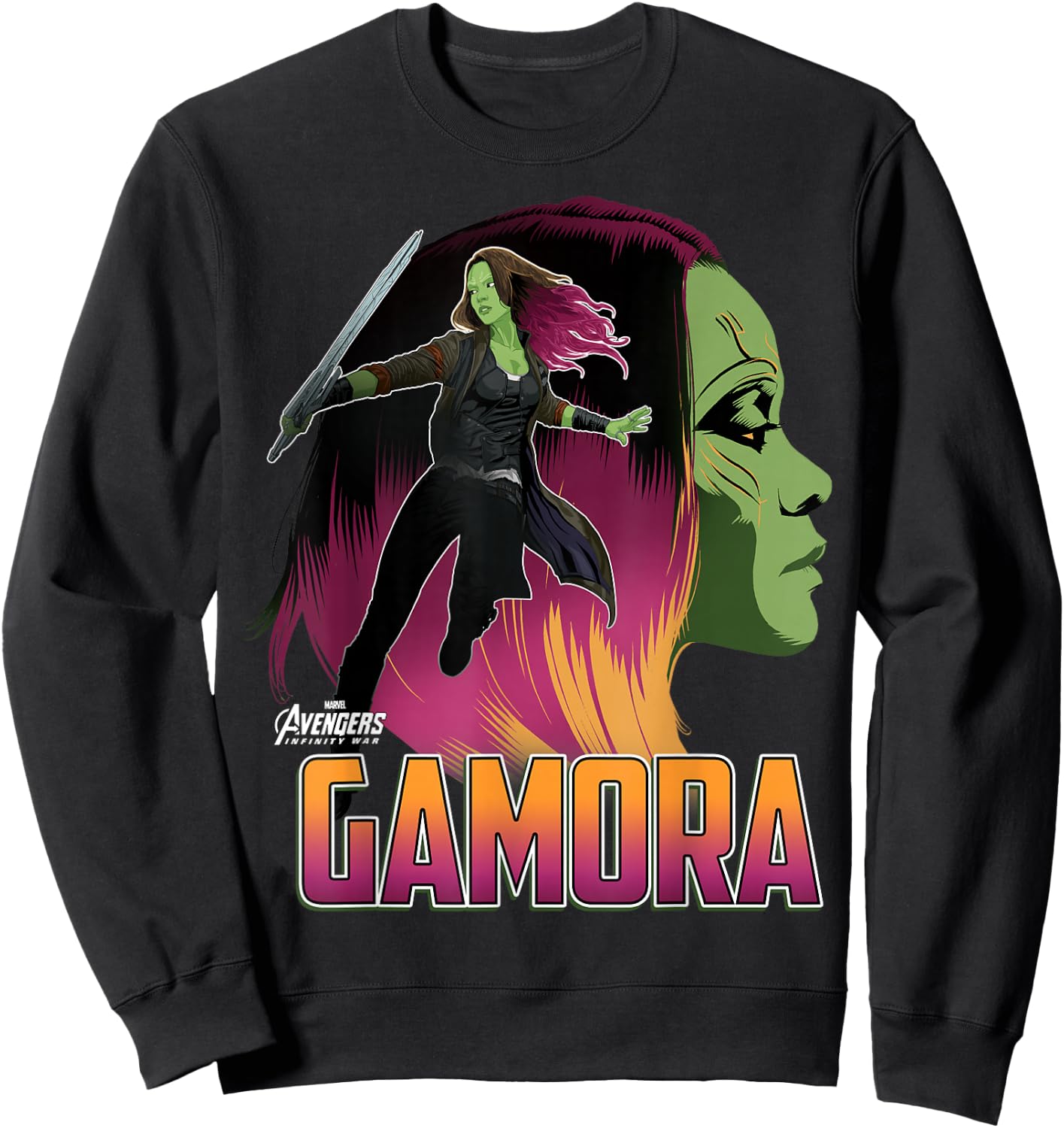 Marvel Infinity War Gamora Head Profile Graphic Sweatshirt - Sweatshirt | Black