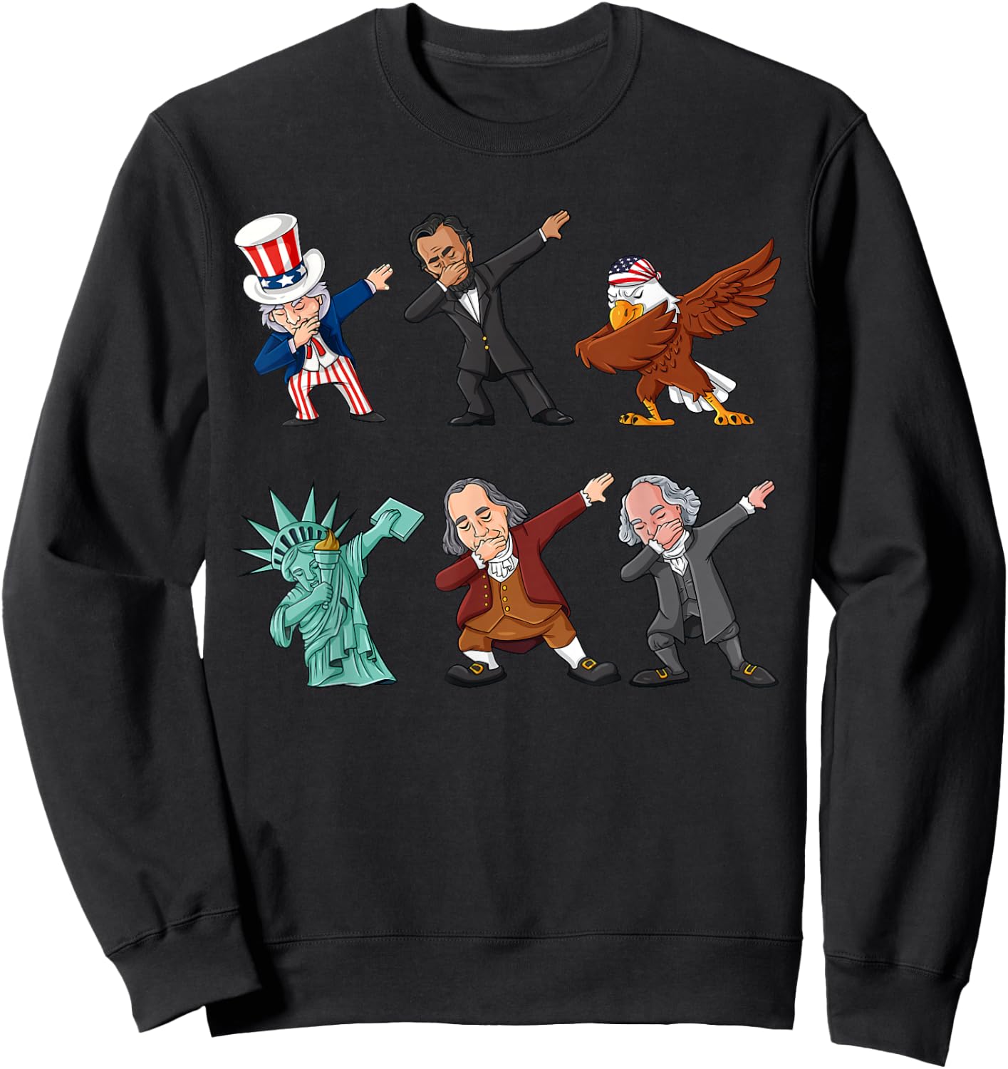 Dabbing Uncle Sam And Friends 4th Of July Boys Girls Kids Sweatshirt - Sweatshirt | Black