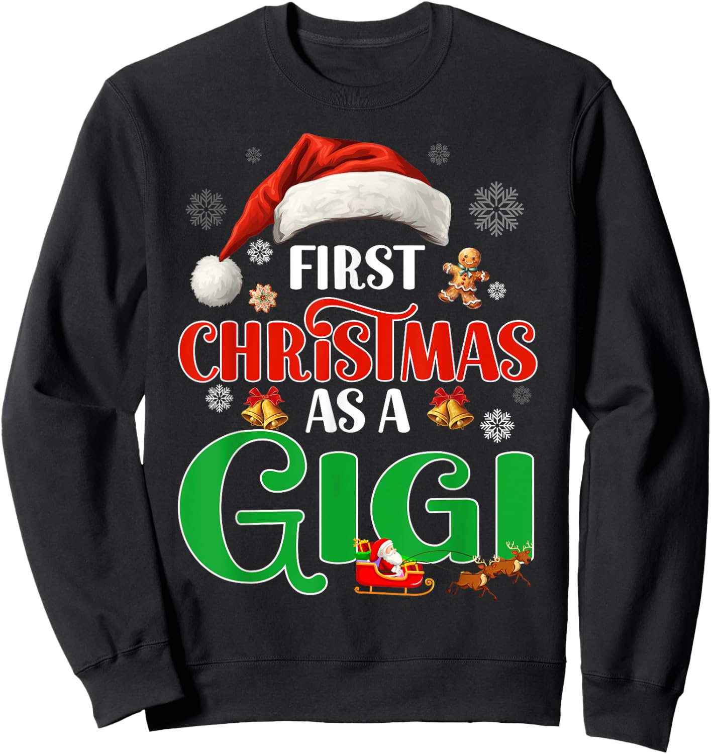 Funny Announcement First Christmas As A Gigi Matching Family Sweatshirt - Sweatshirt | Black